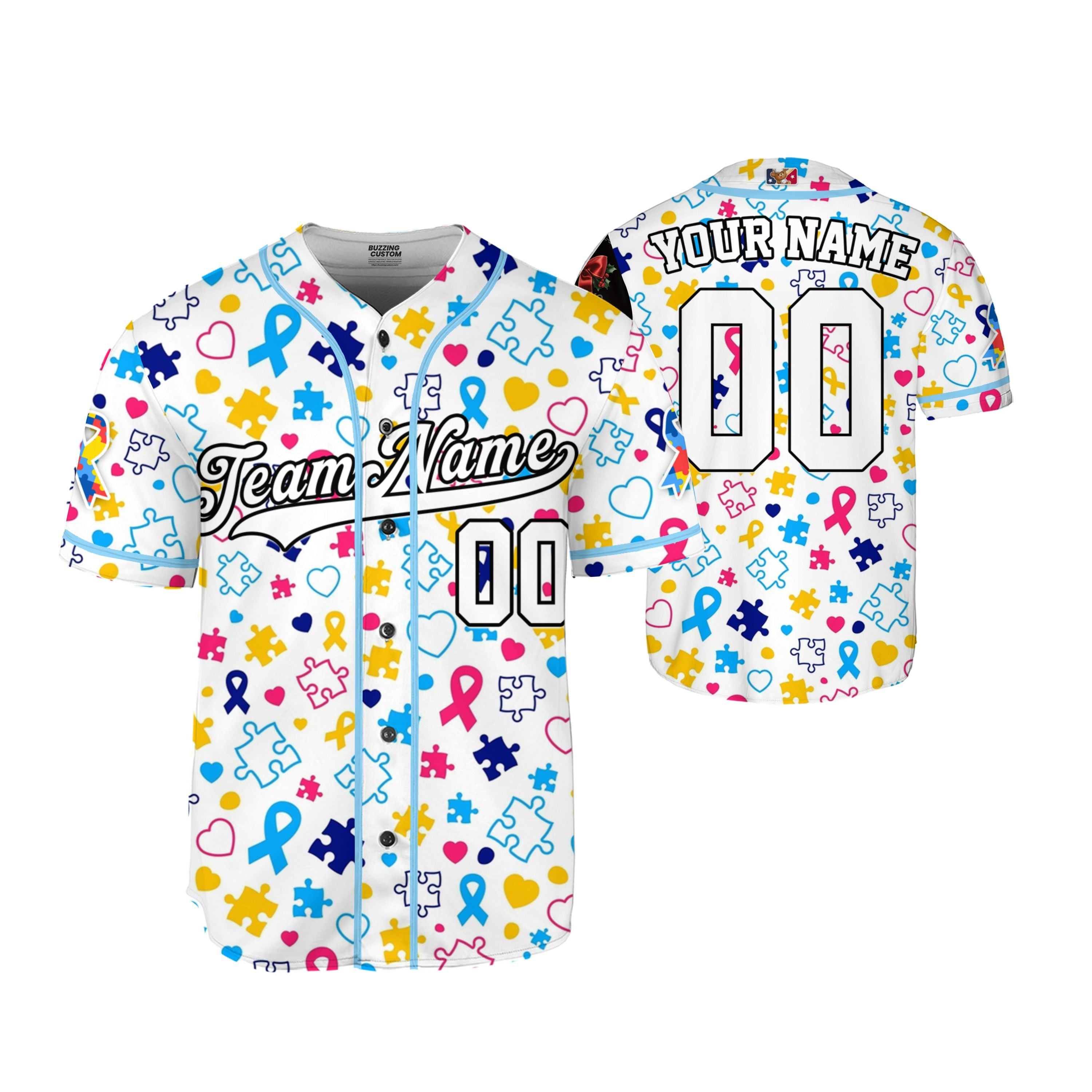 Custom Kid Pattern Autism Baseball Jersey Autism Awareness Gift For Him And Her TKb67