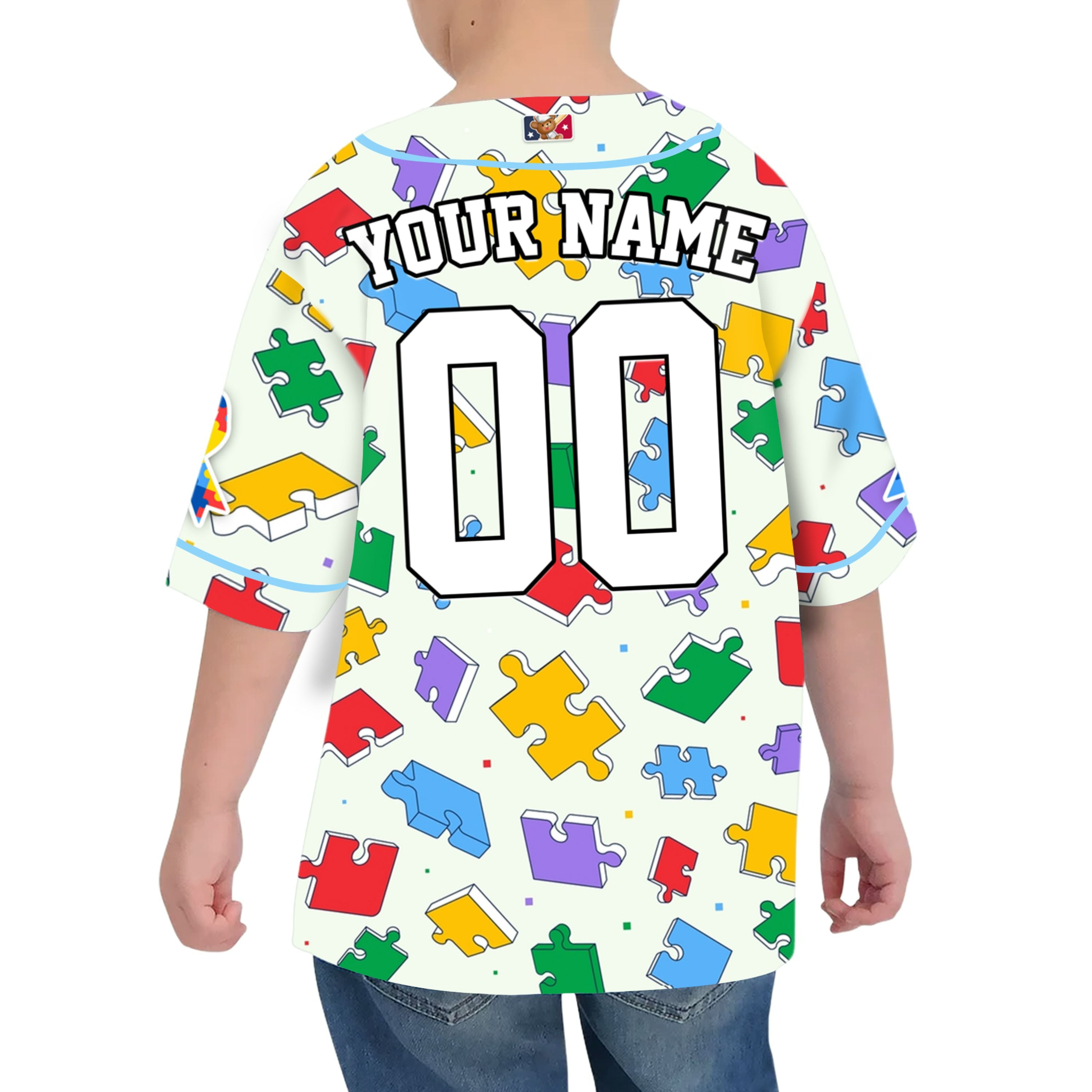 Custom Kid Jigsaw 2 Autism Baseball Jersey Autism Awareness Gift For Him And Her TKb67