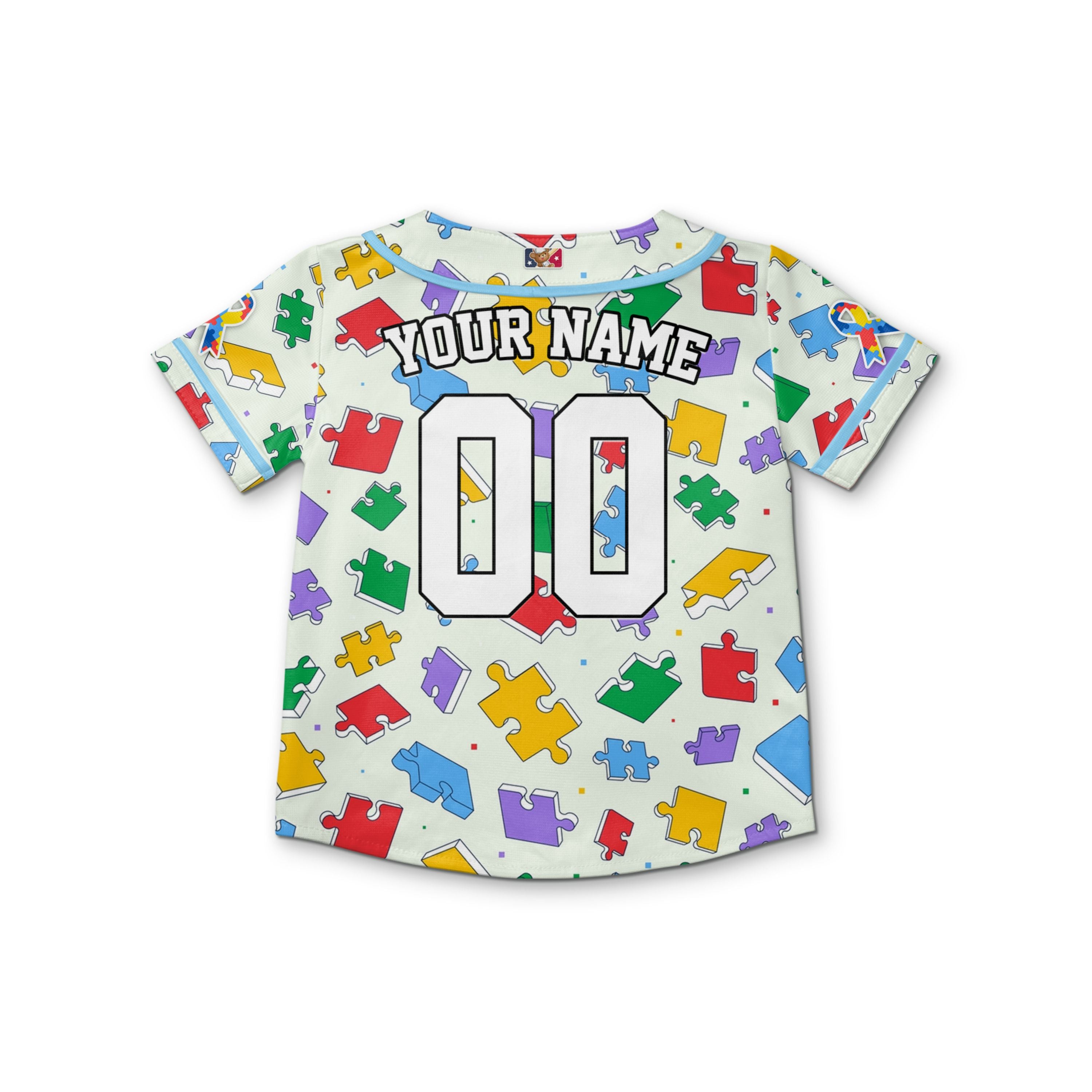 Custom Kid Jigsaw 2 Autism Baseball Jersey Autism Awareness Gift For Him And Her TKb67