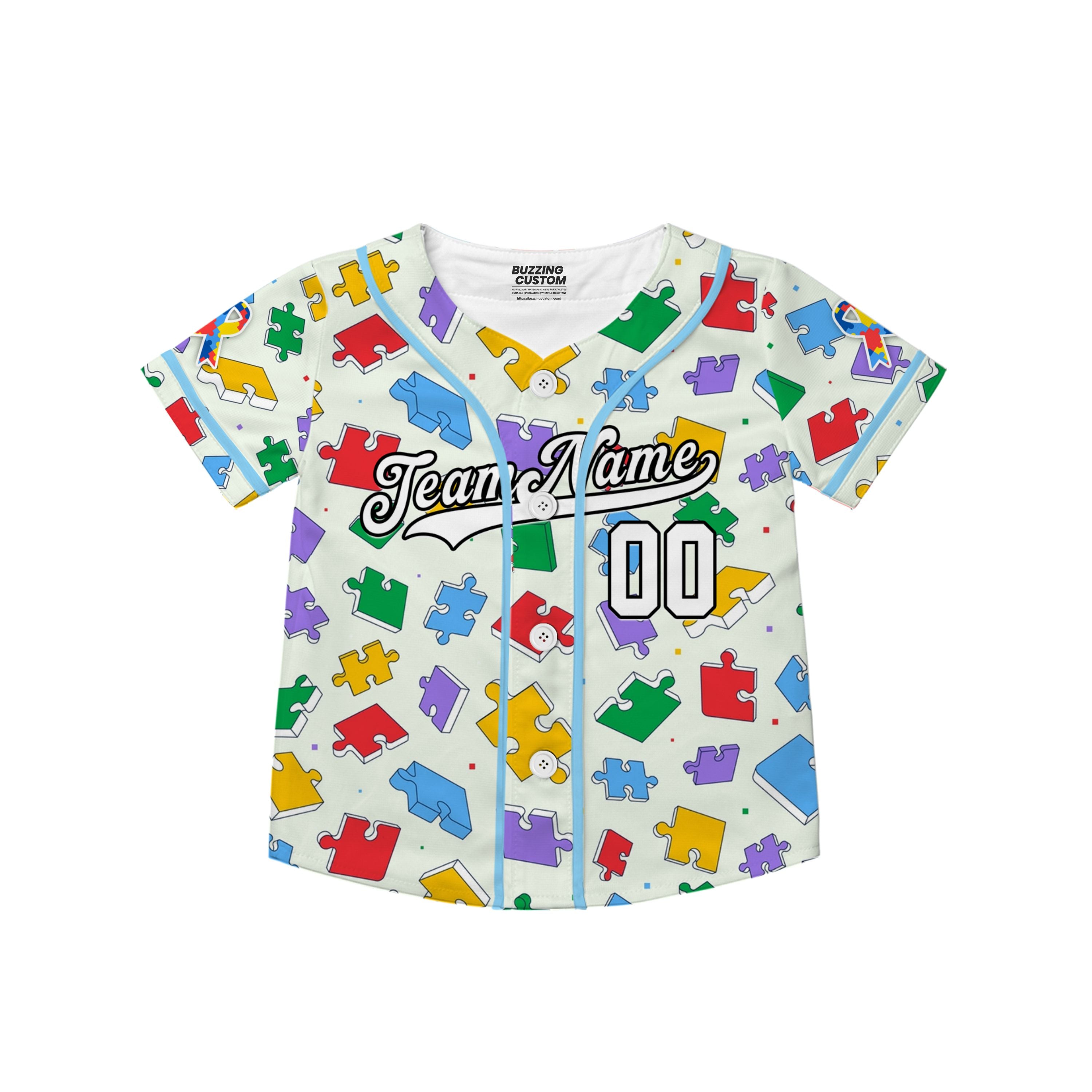 Custom Kid Jigsaw 2 Autism Baseball Jersey Autism Awareness Gift For Him And Her TKb67