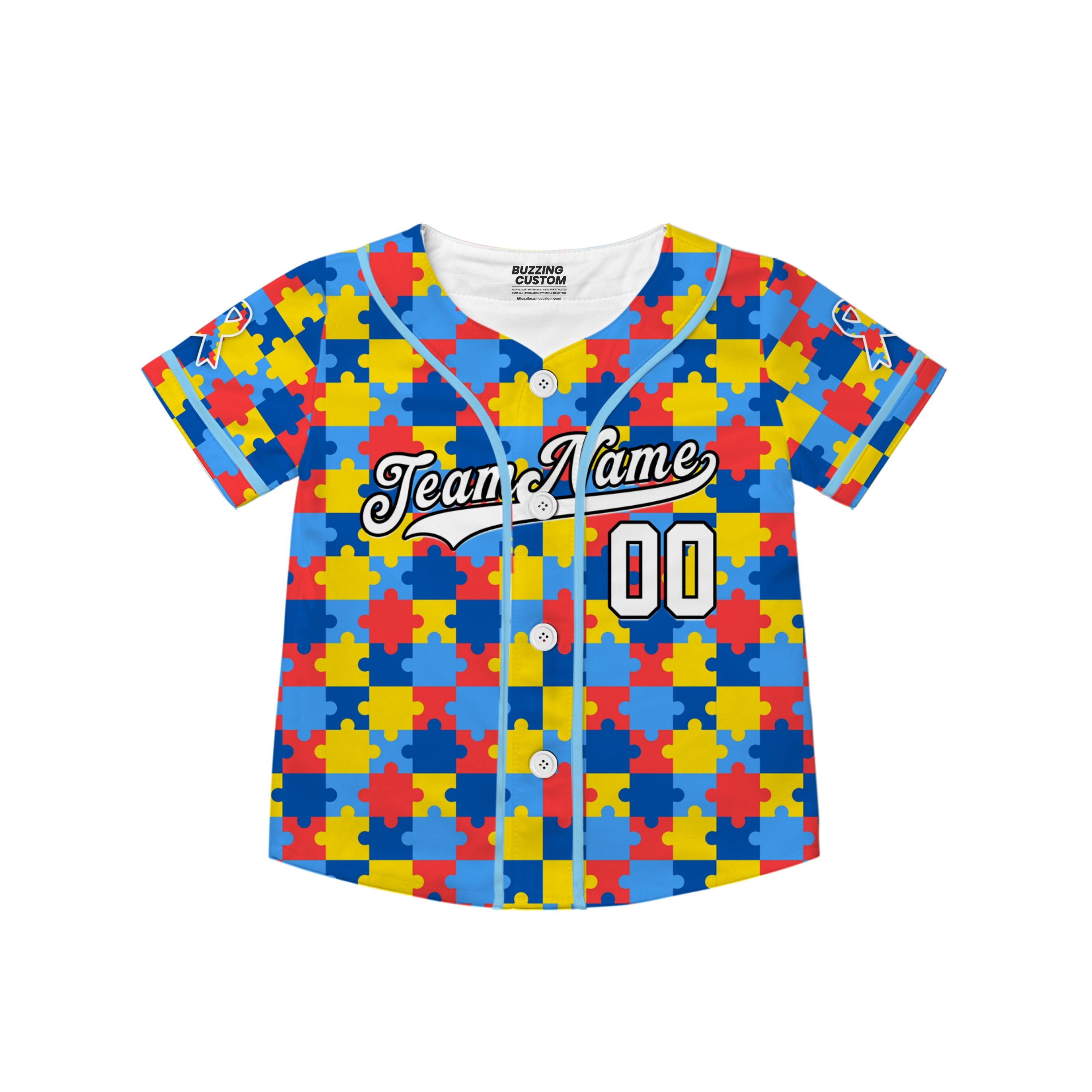 Custom Kid Jigsaw Color Autism Baseball Jersey Autism Awareness Gift For Him And Her TKb67