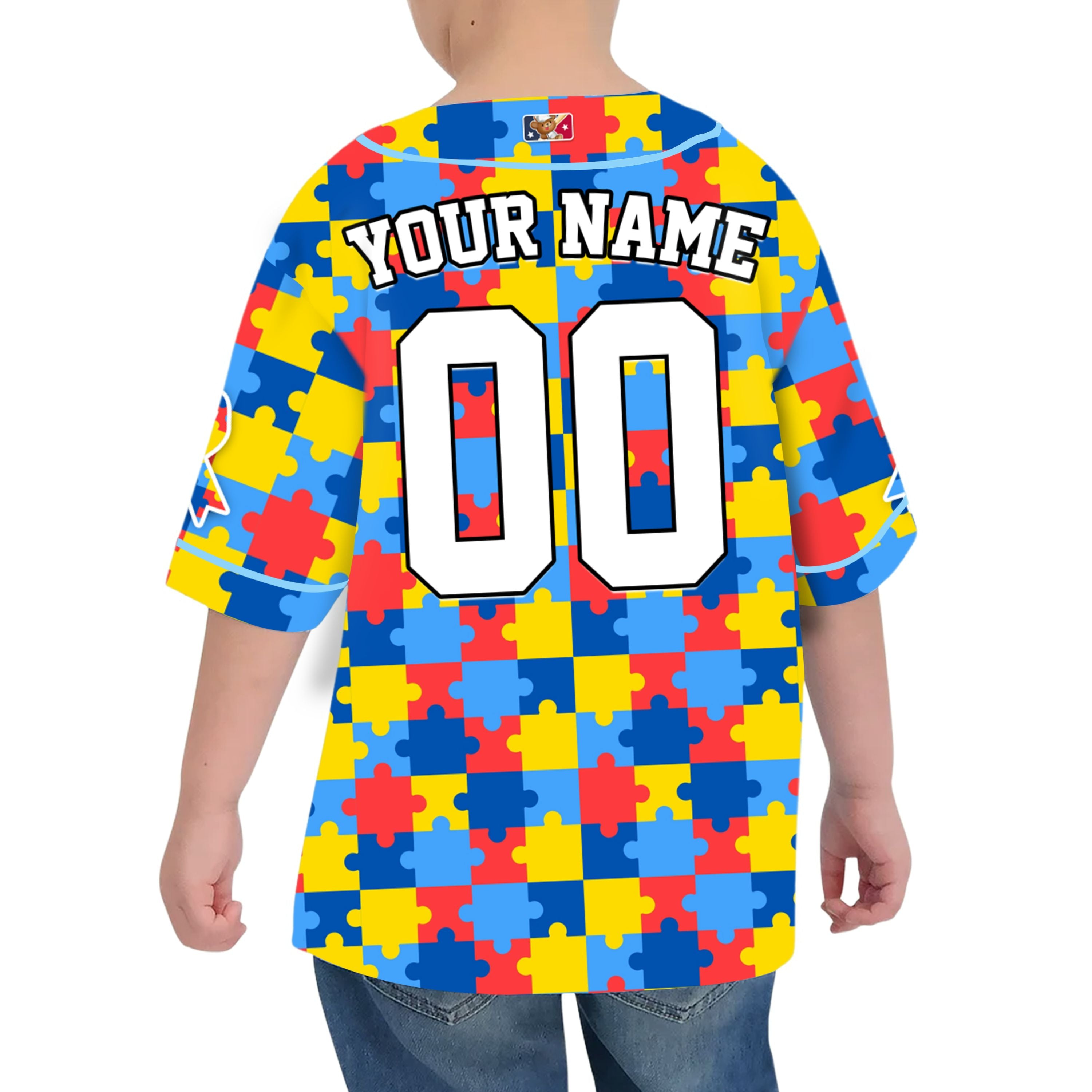 Custom Kid Jigsaw Color Autism Baseball Jersey Autism Awareness Gift For Him And Her TKb67