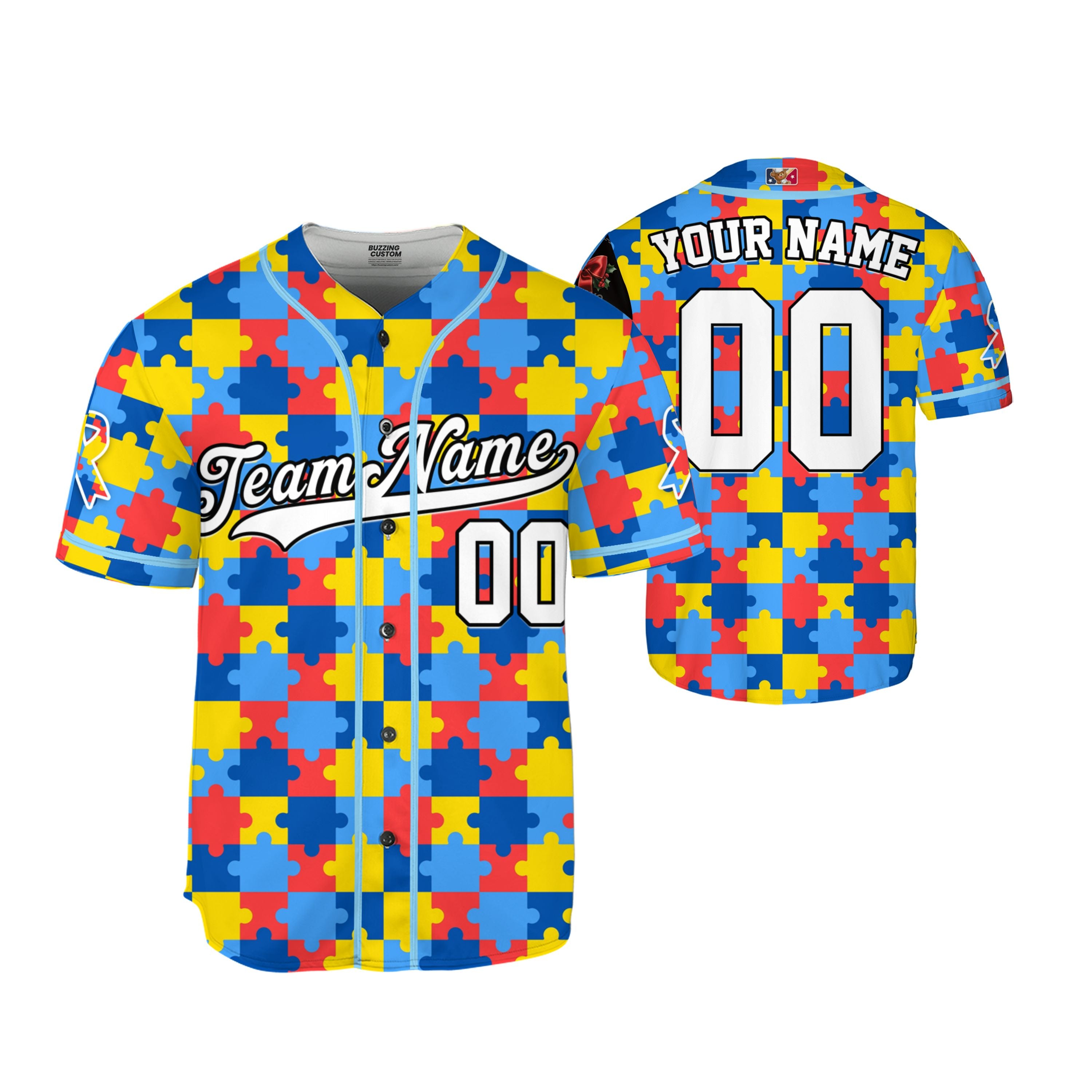 Custom Kid Jigsaw Color Autism Baseball Jersey Autism Awareness Gift For Him And Her TKb67