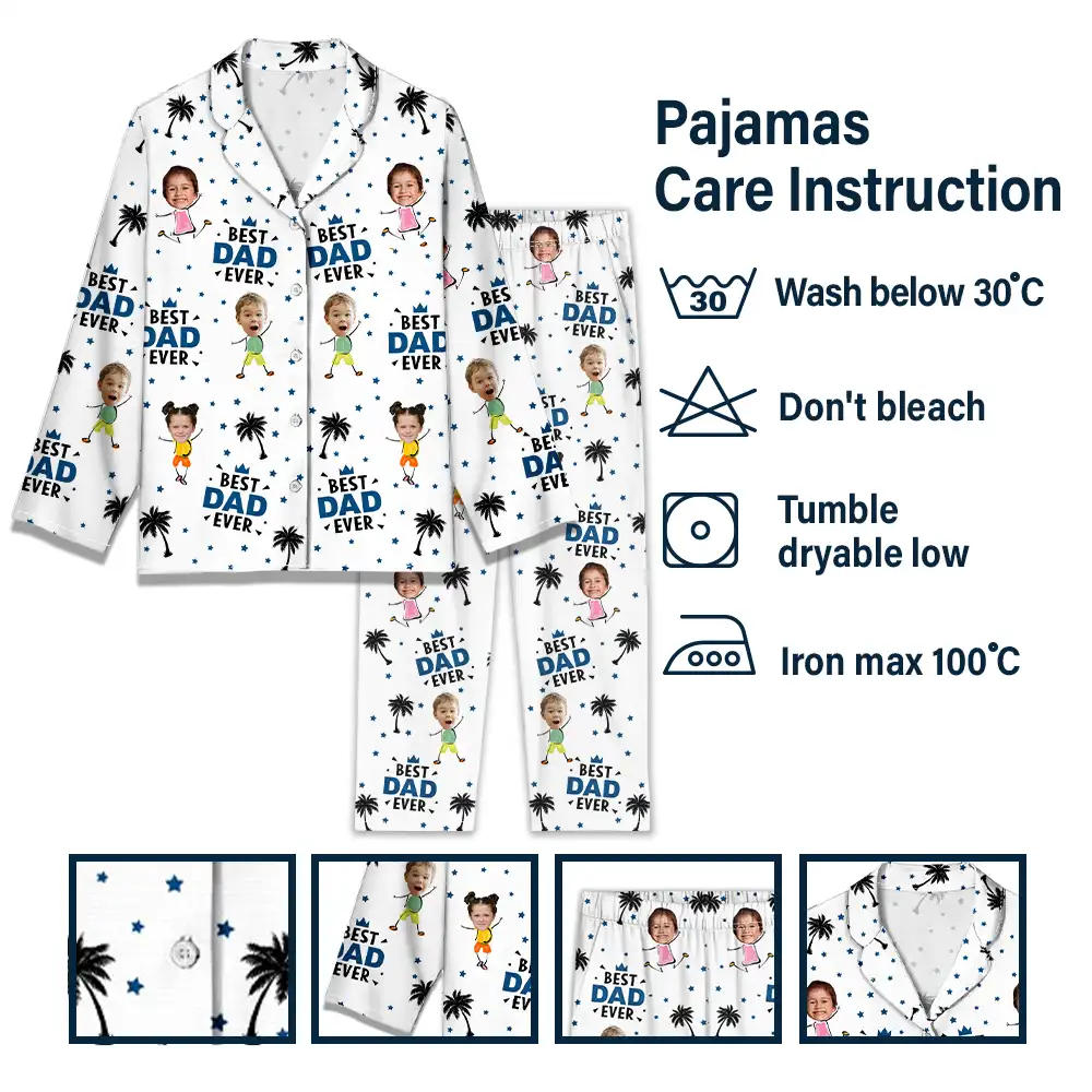 Custom Photo Best Dad Grandpa Ever - Personalized Long Pajamas Set