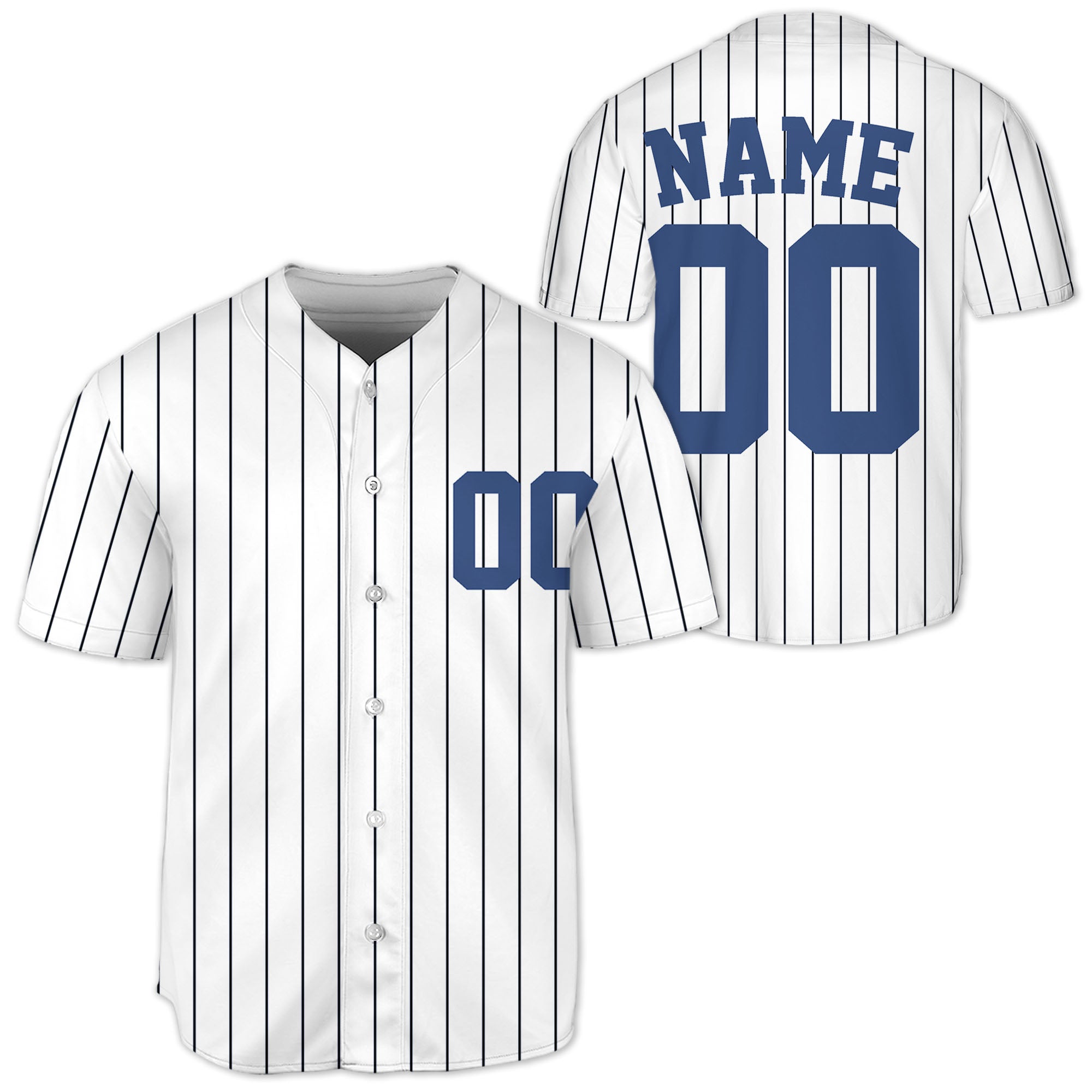 Blue-Custom-Pinstripe-Baseball-Jersey-Sports-Team-Personalized