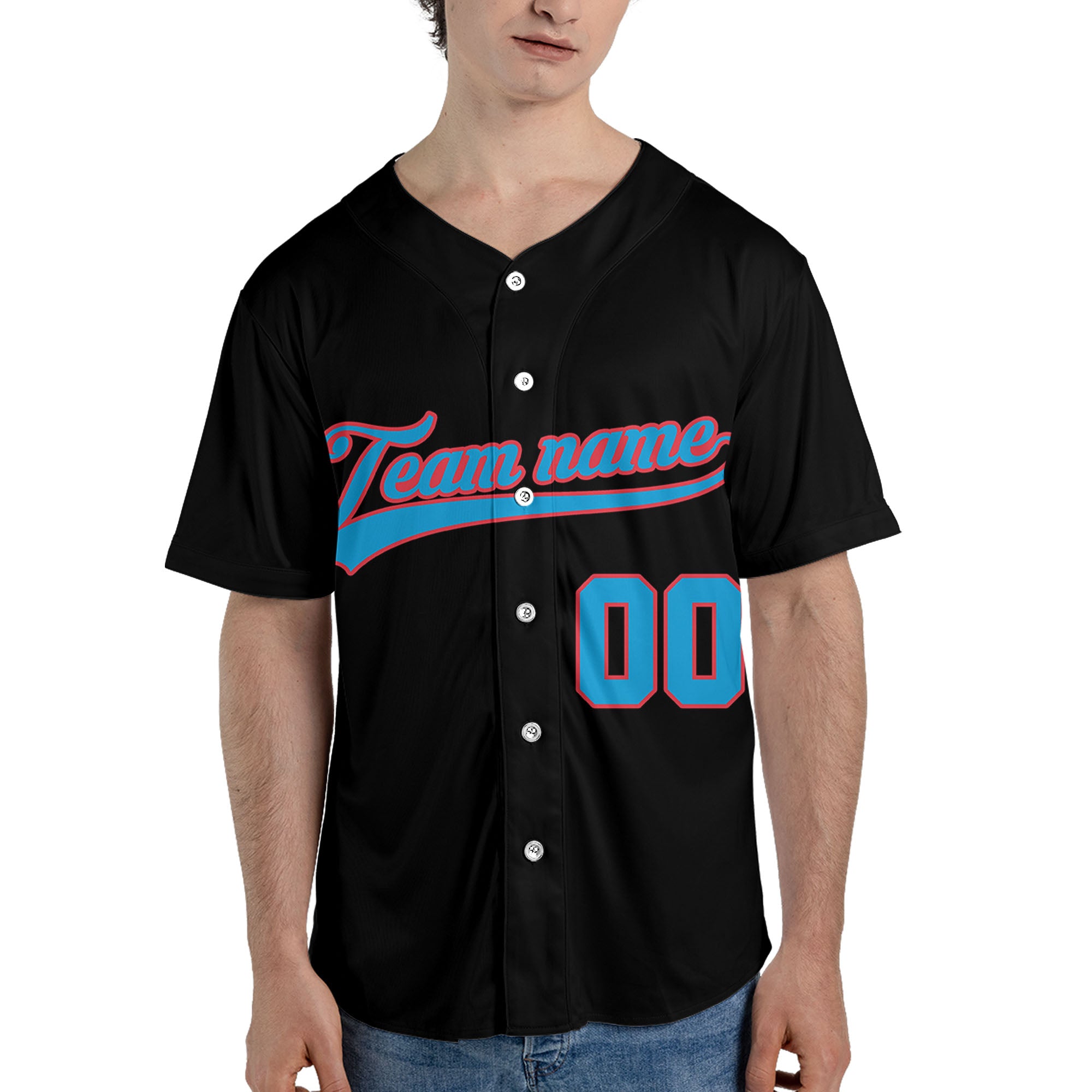 Custom-Black-Blue-Baseball-Jersey