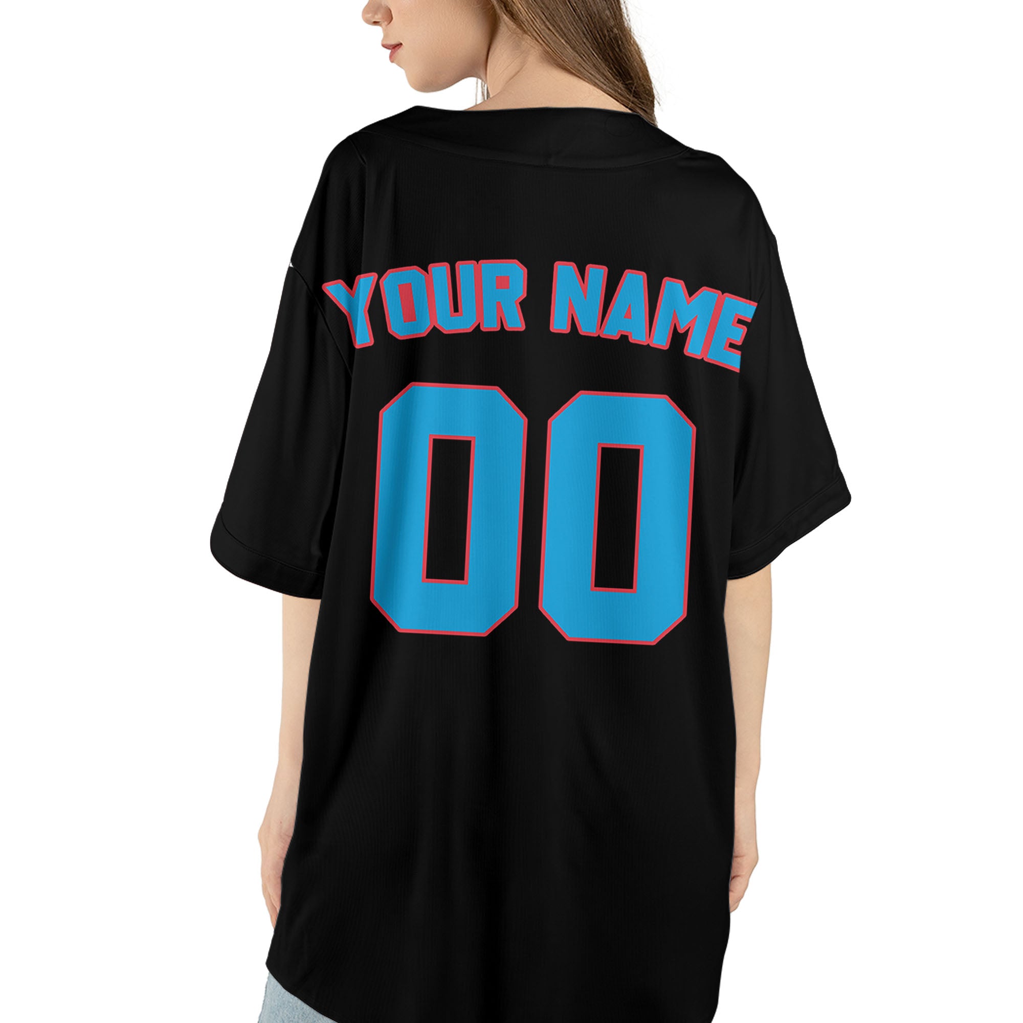 Custom-Black-Blue-Baseball-Jersey