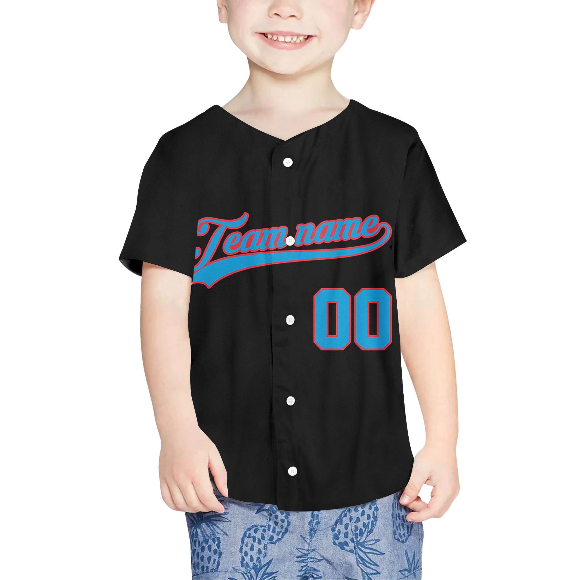 Custom-Black-Blue-Baseball-Jersey