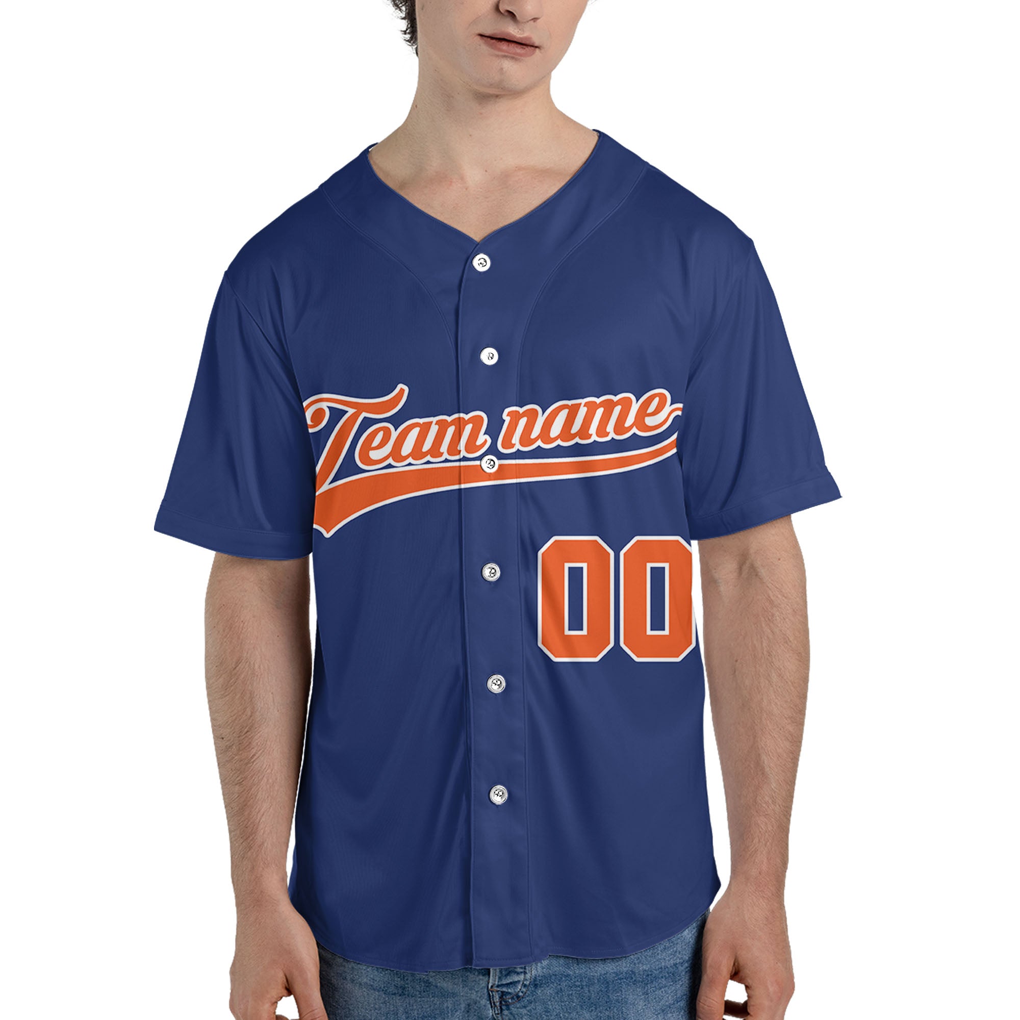 Custom-Blue-Orange--Baseball-Jersey