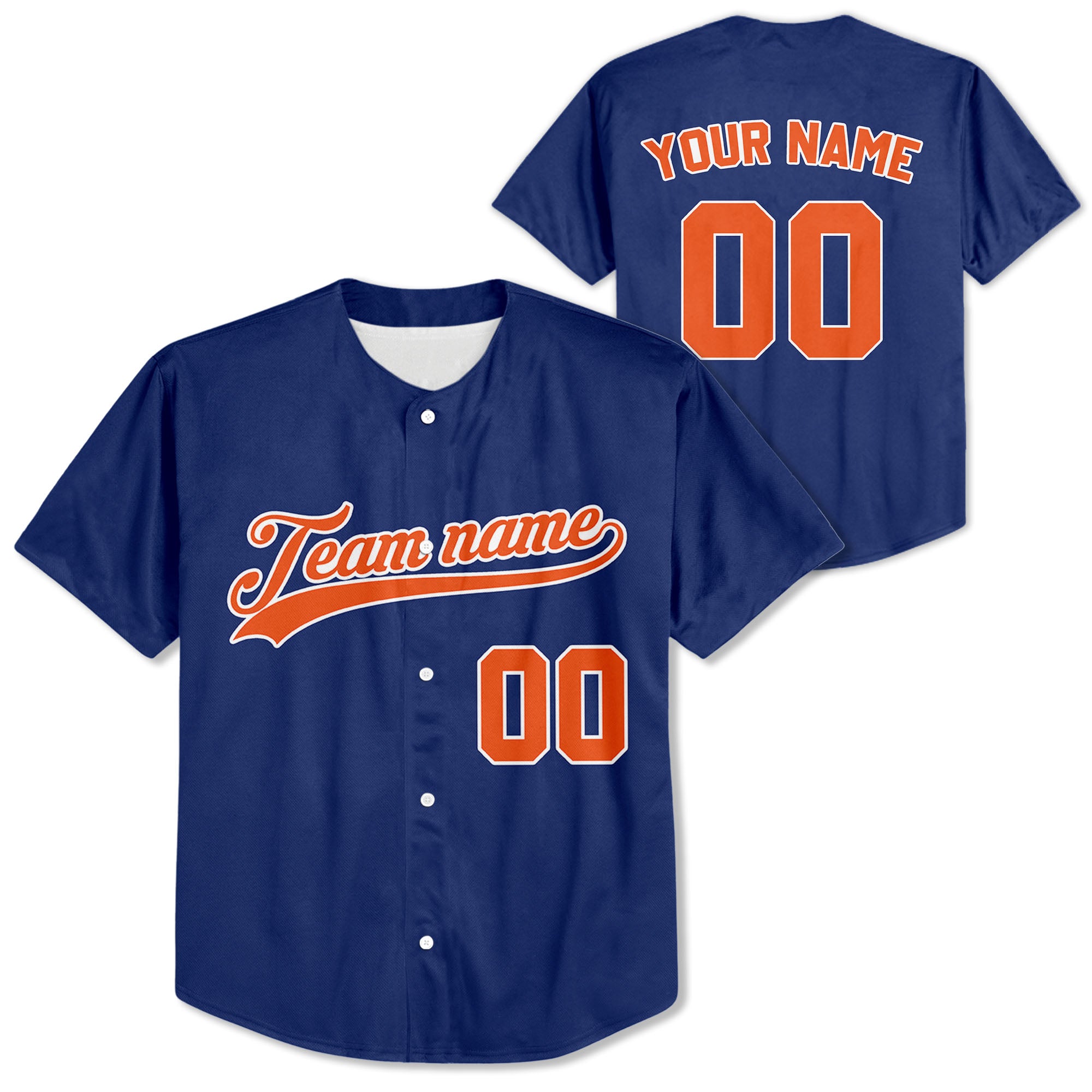 Custom-Blue-Orange--Baseball-Jersey