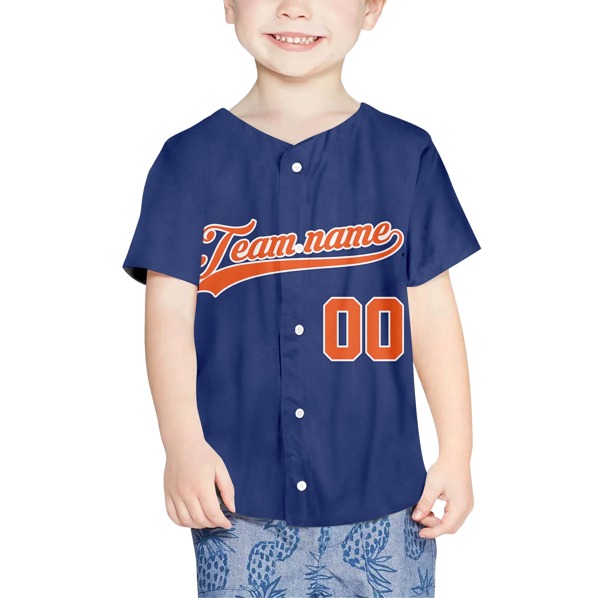 Custom-Blue-Orange--Baseball-Jersey