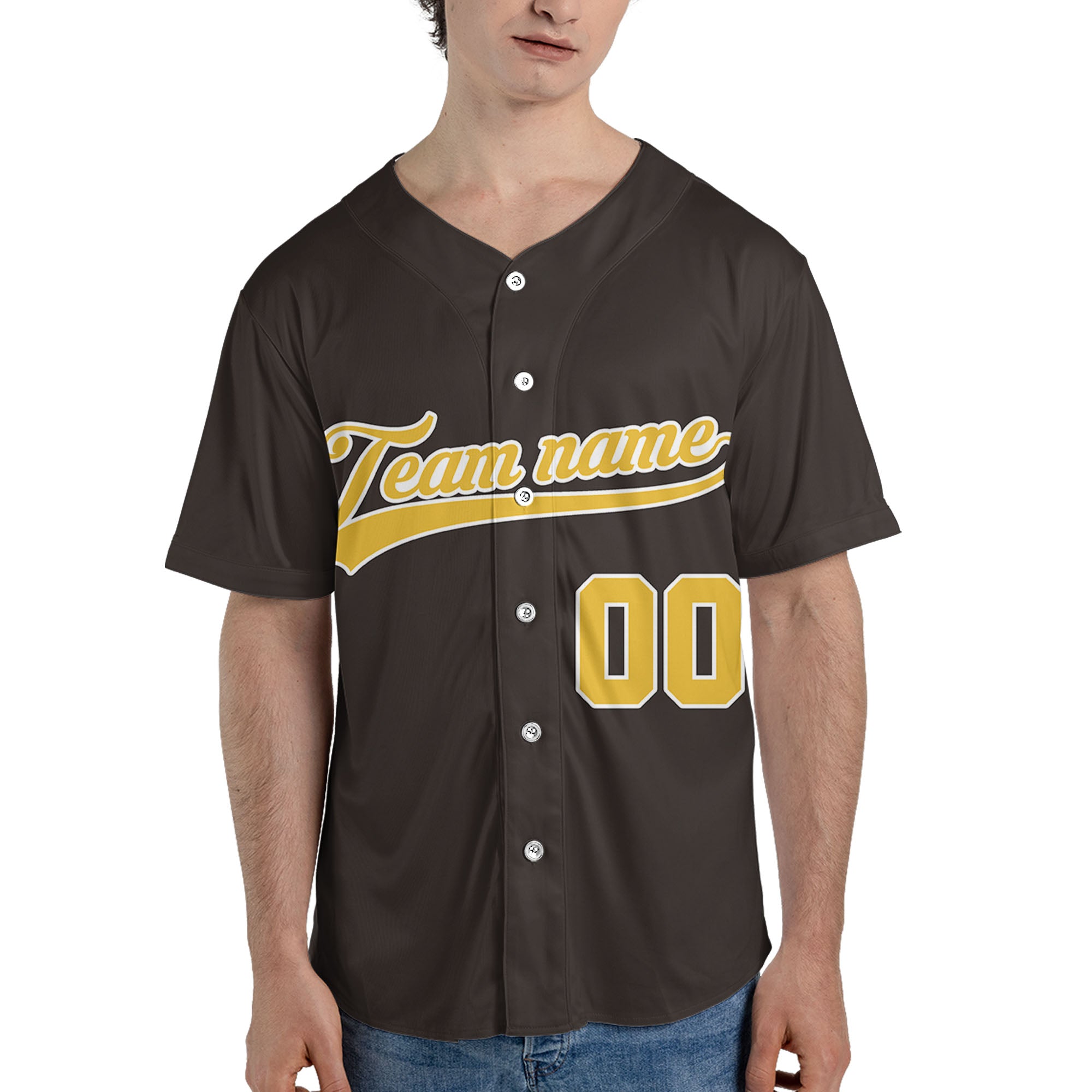 Custom-Brown-Yellow-Baseball-Jersey