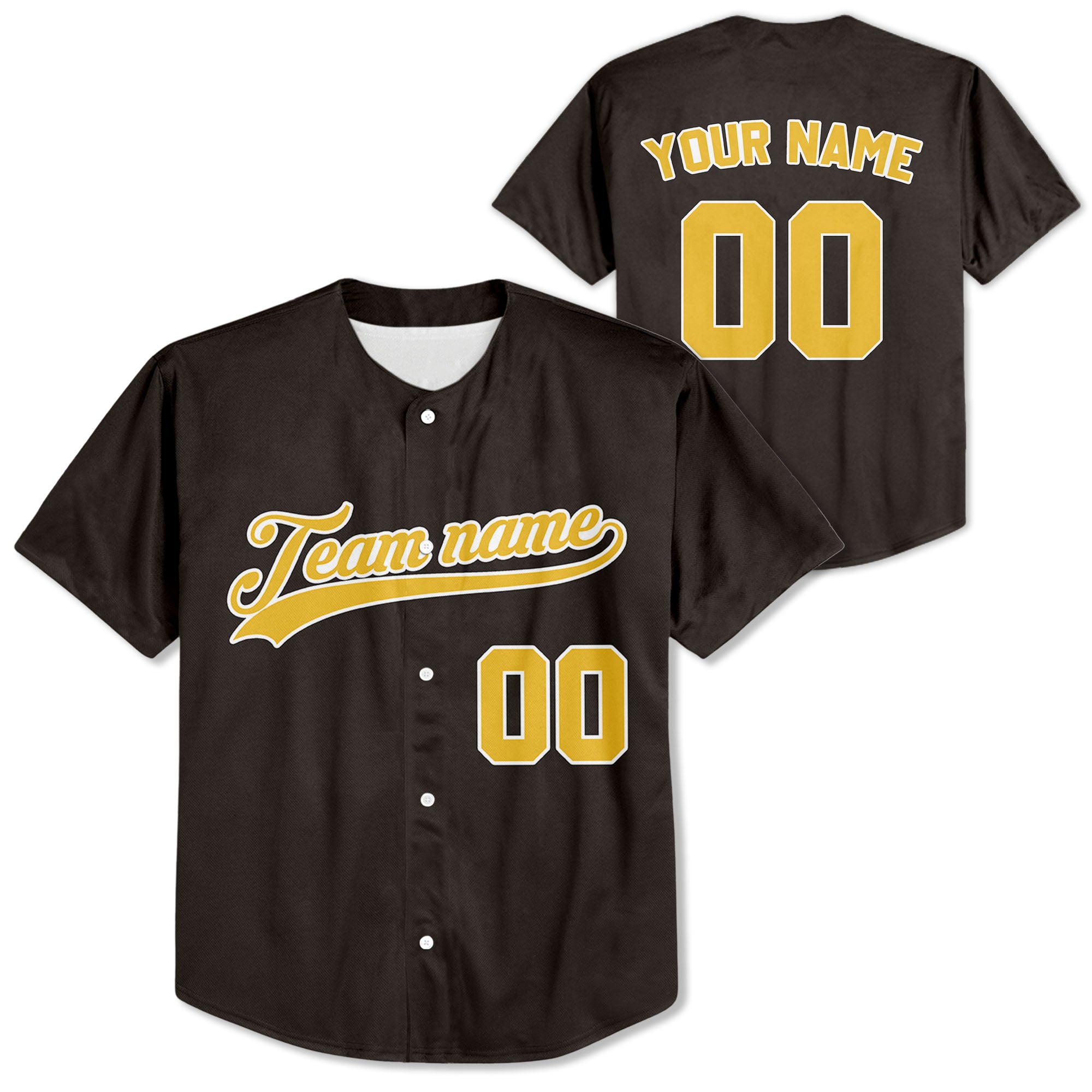 Custom-Brown-Yellow-Baseball-Jersey