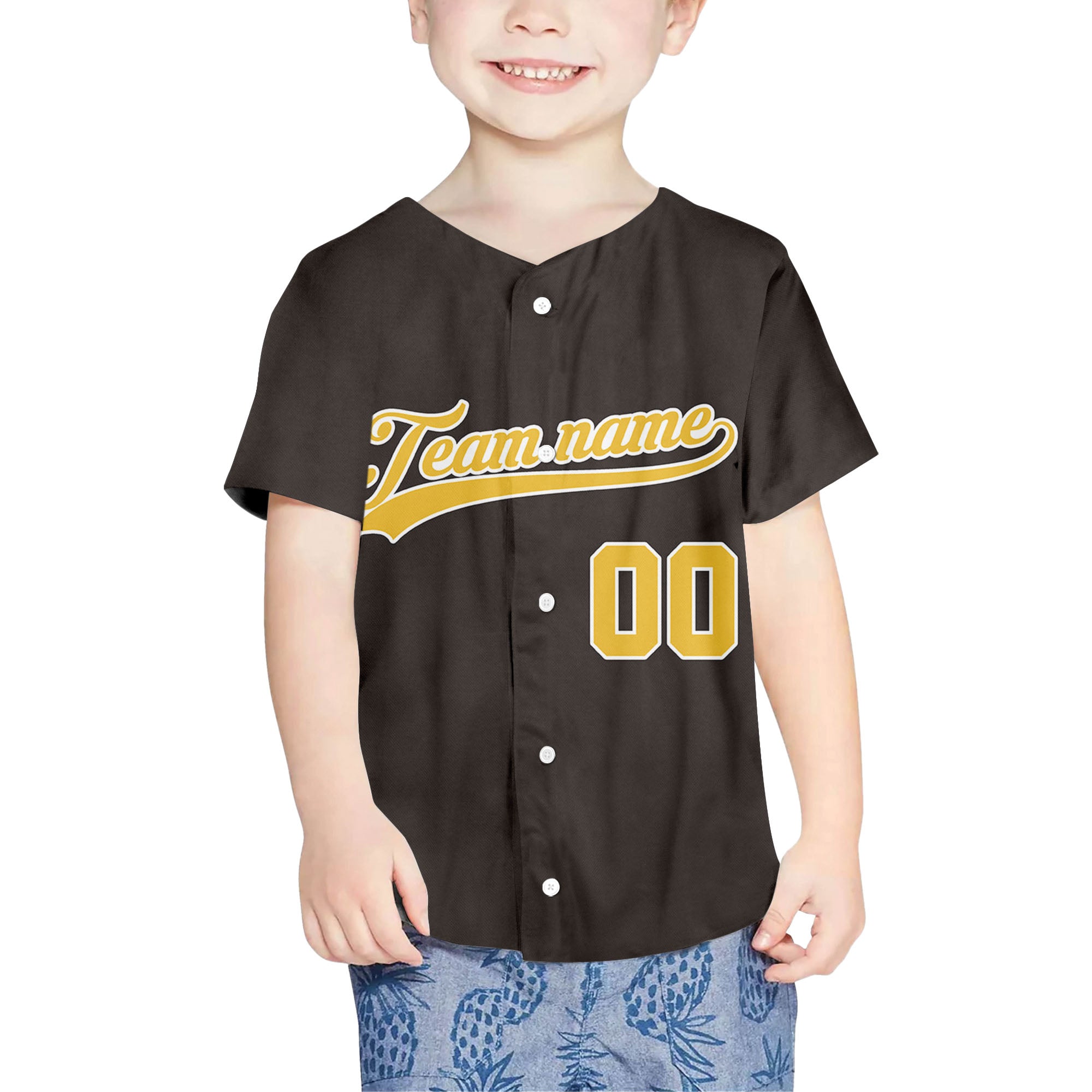 Custom-Brown-Yellow-Baseball-Jersey