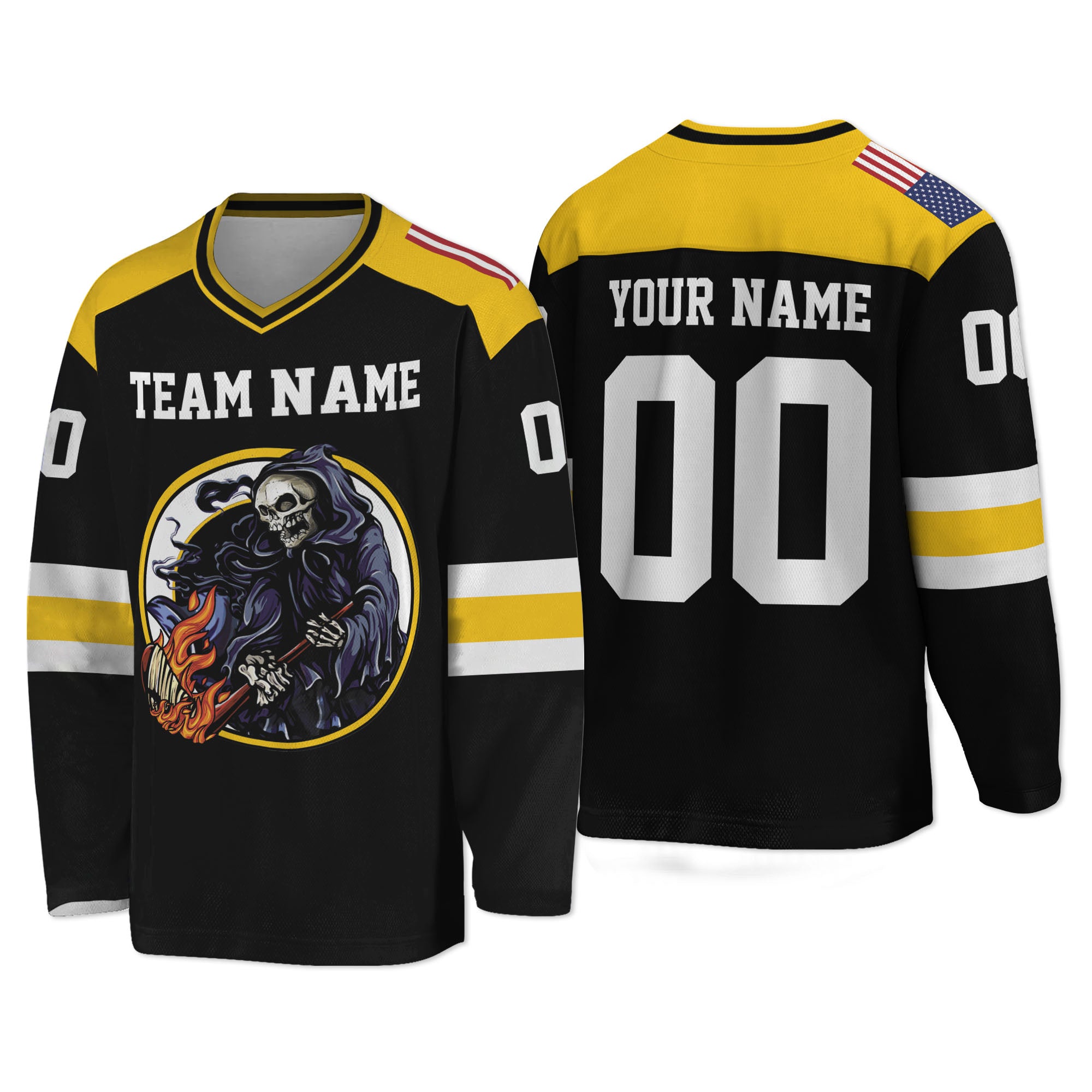 Custom-Famous-Reaper-Hockey-Team-Brown-Bears-Black-and-Yellow-I2