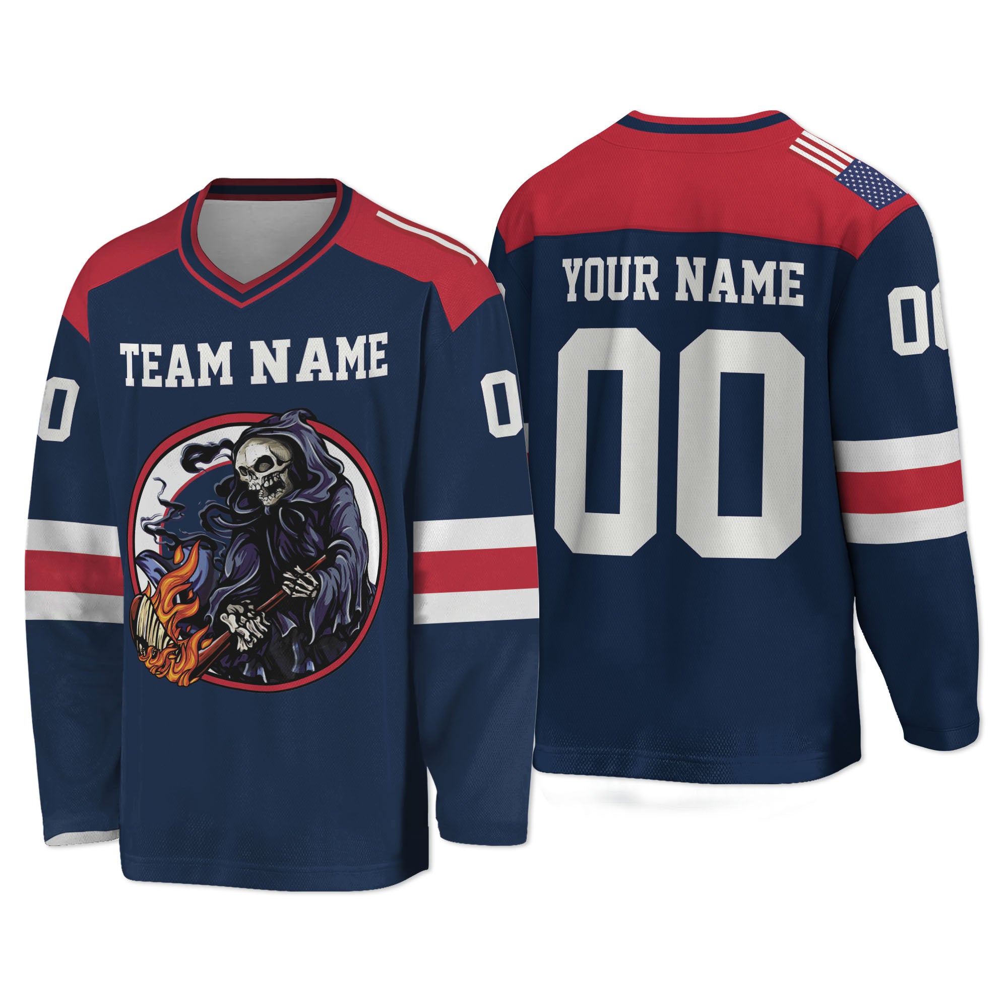 Custom-Famous-Reaper-Hockey-Team-Jets-Navy-and-Red-I2