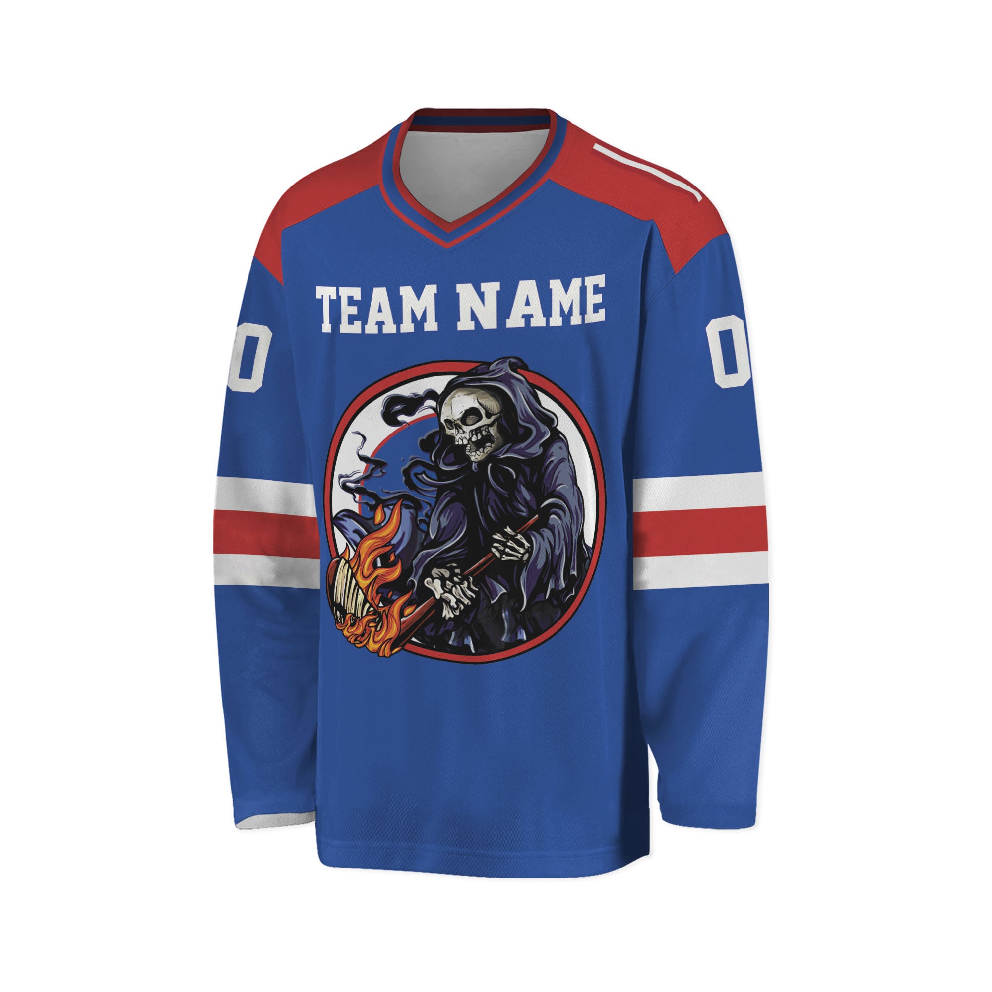 Custom-Famous-Reaper-Hockey-Team-Rangers-Blue-and-Red-I2