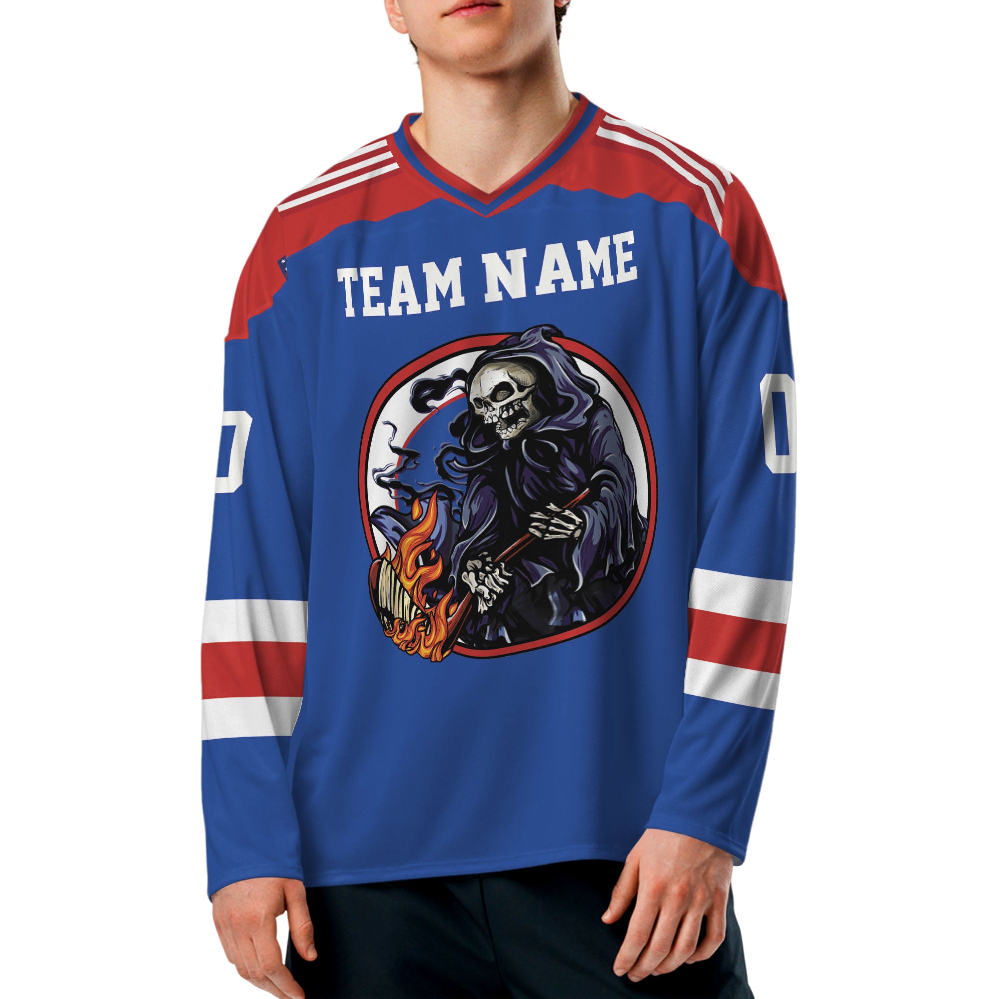 Custom-Famous-Reaper-Hockey-Team-Rangers-Blue-and-Red-I2