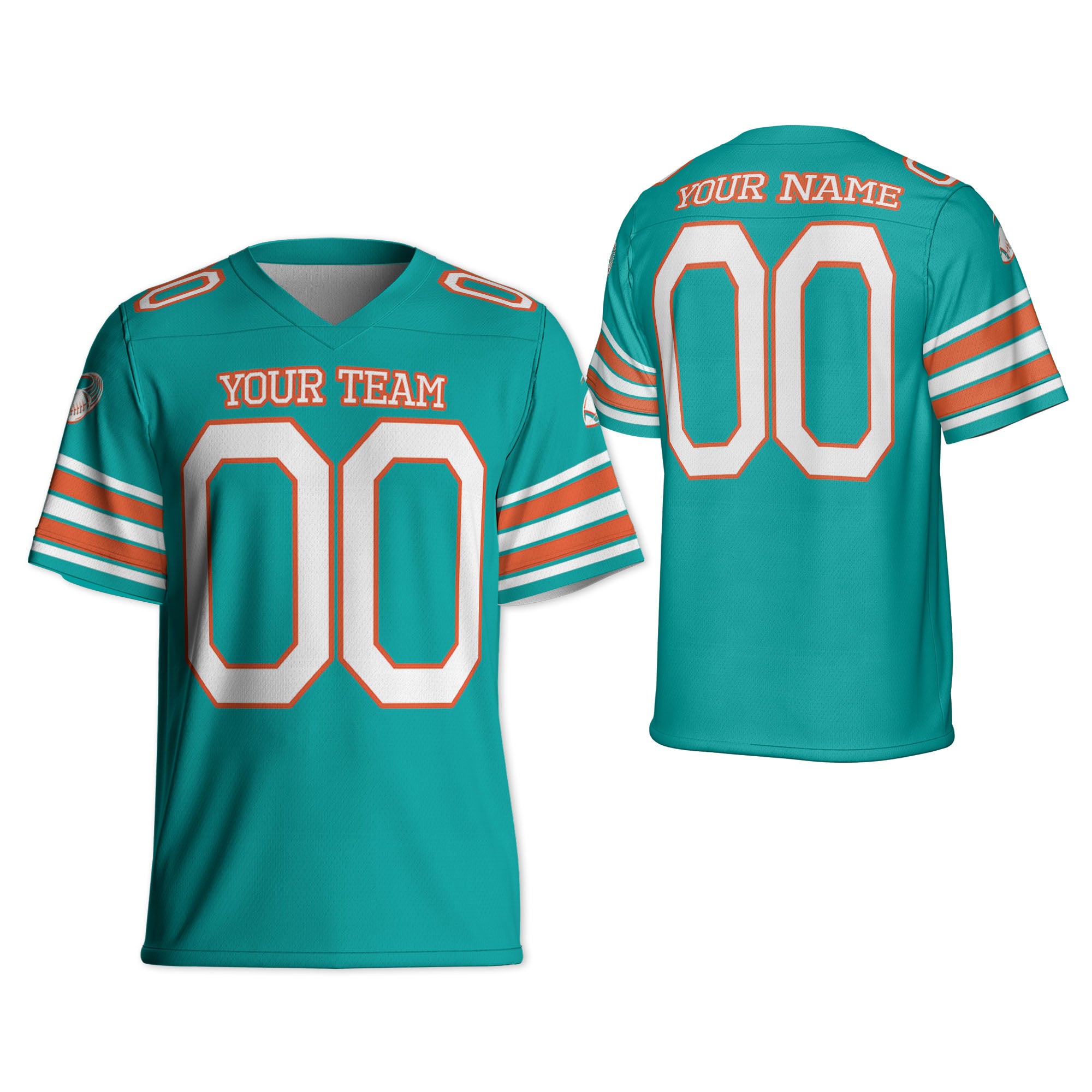 Custom-Famous-Team-Amazing-Star-Sport-Turquoise-Stripe-Football-Jersey--I3