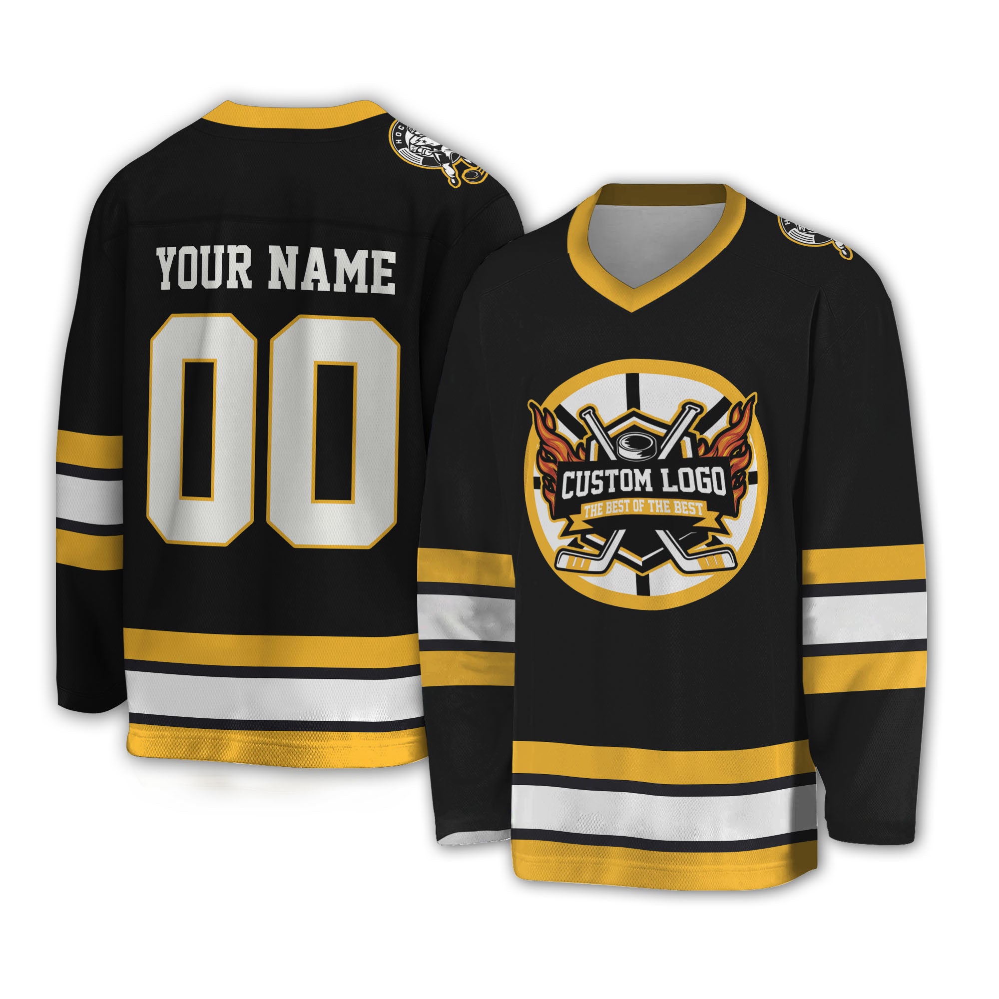 Custom Famous Team BB Yellow and Black Hockey TKA22