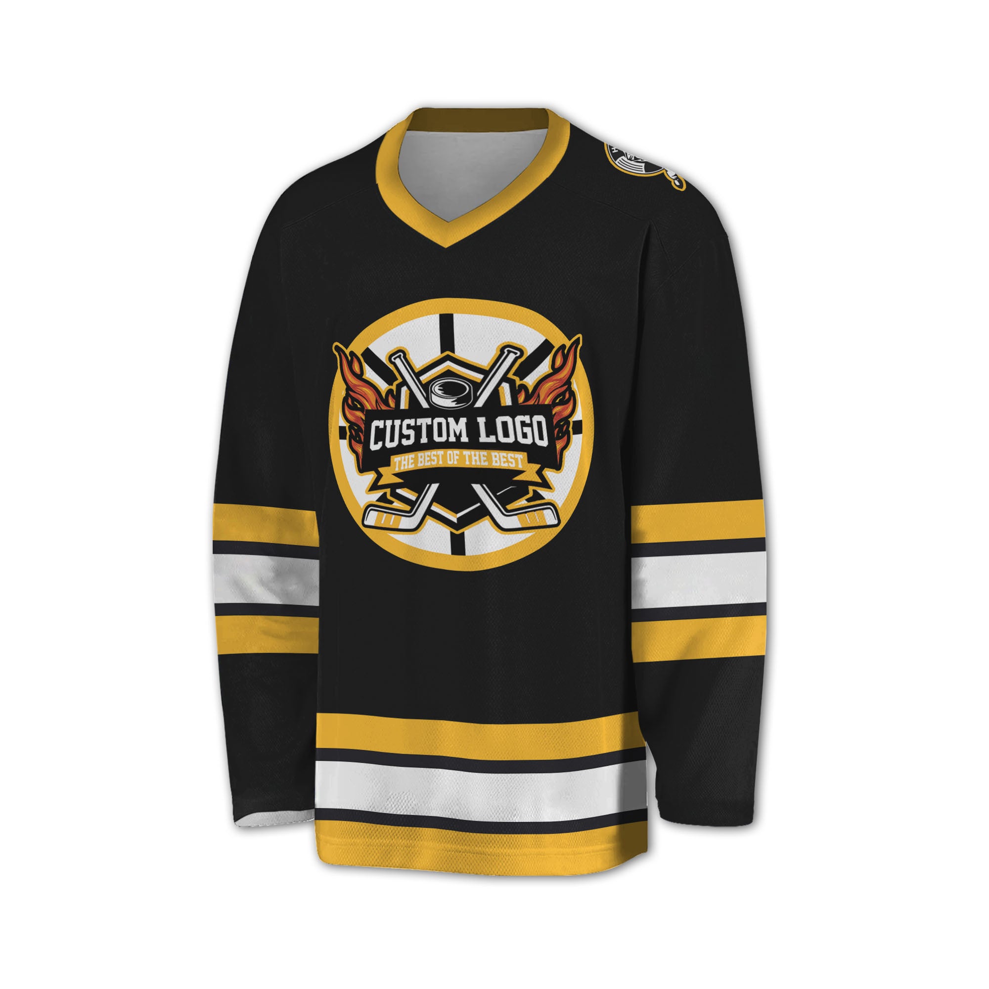 Custom Famous Team BB Yellow and Black Hockey TKA22