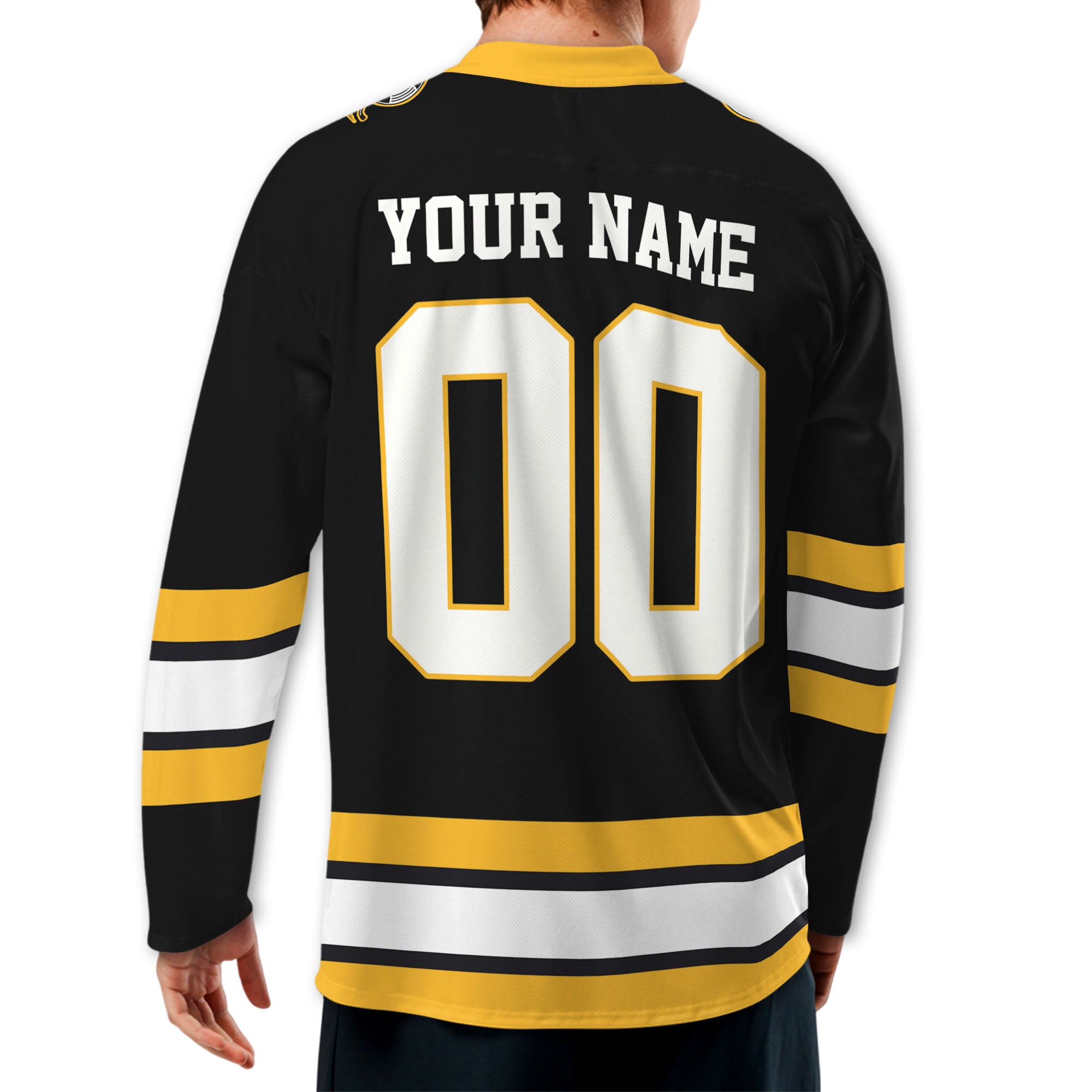 Custom Famous Team BB Yellow and Black Hockey TKA22