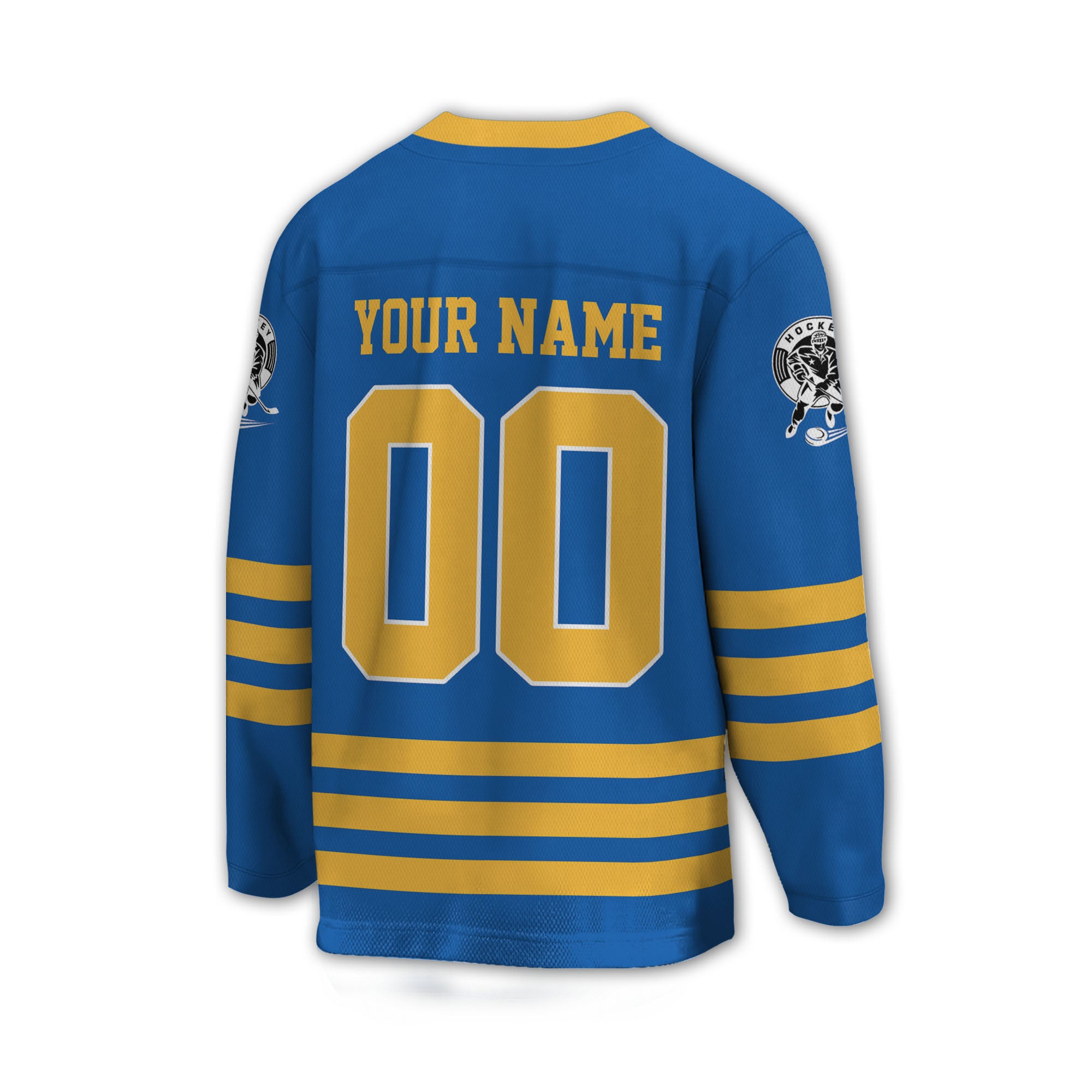 Custom Famous Team BS Blue and Yellow Hockey TKA29