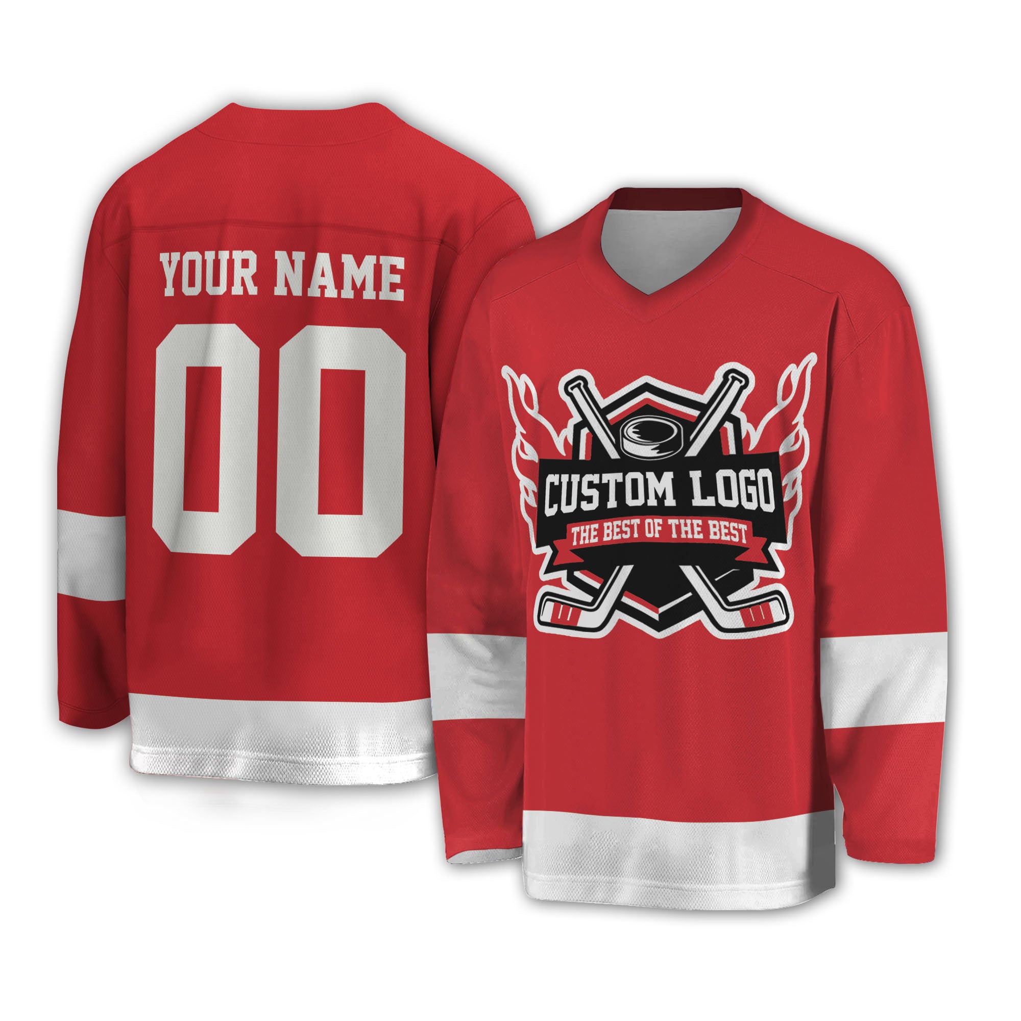 Custom Famous Team DRW All Red and White Hockey TKA26