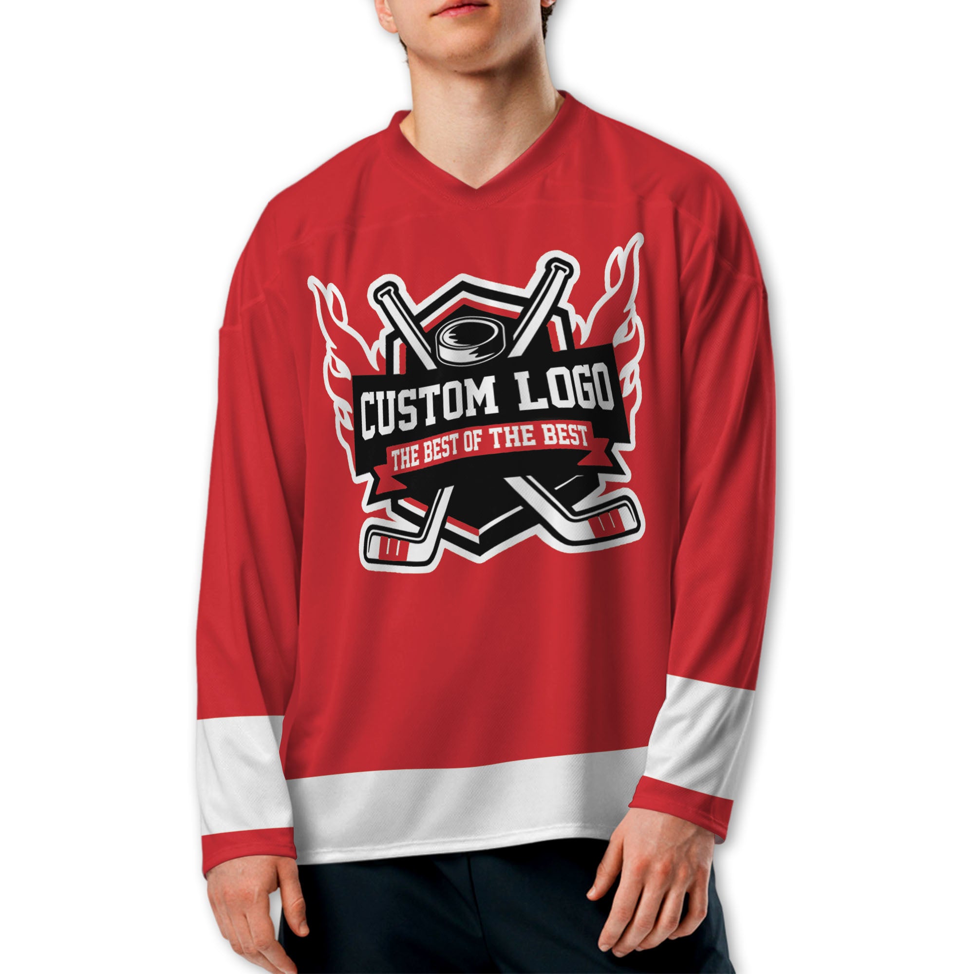 Custom Famous Team DRW All Red and White Hockey TKA26