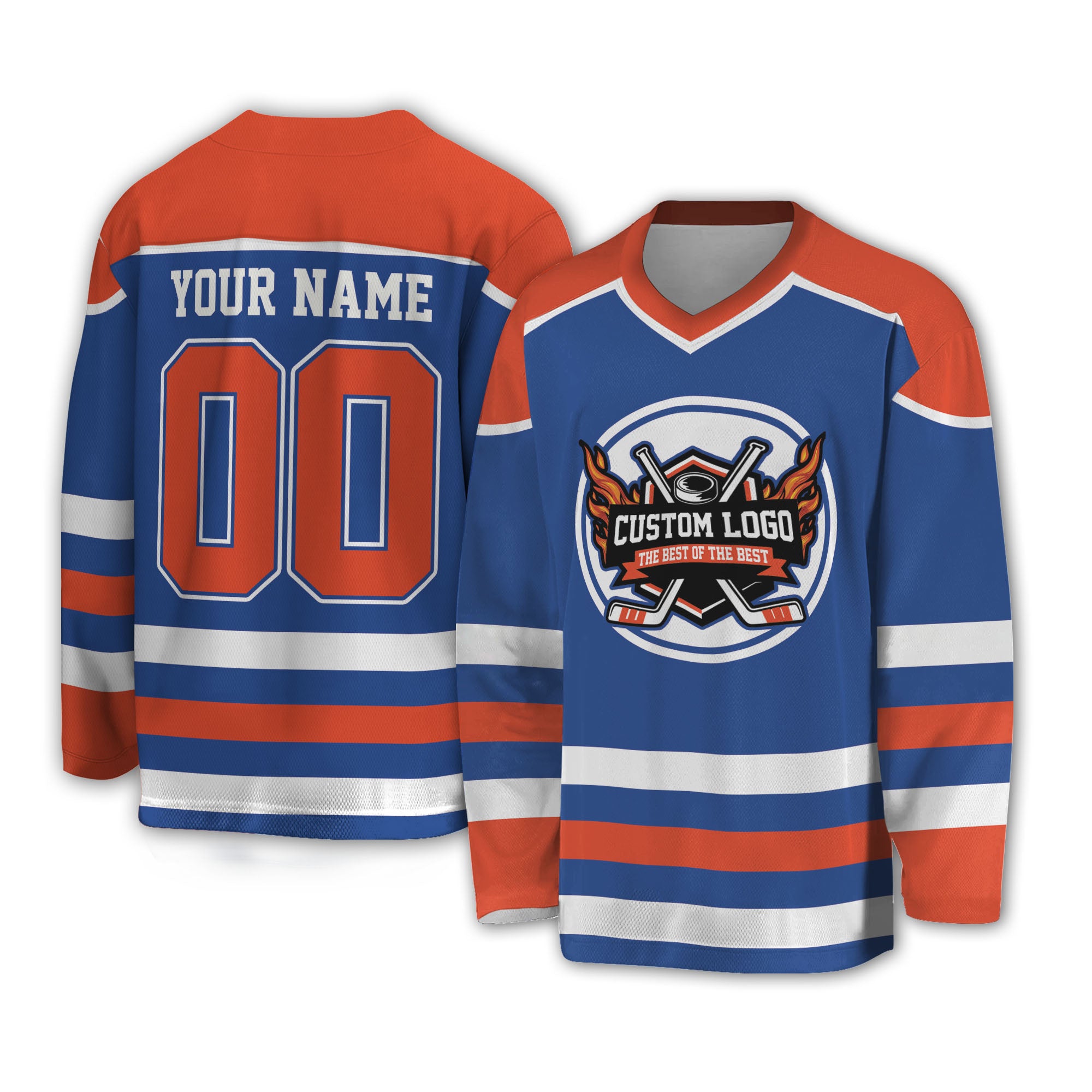 Custom Famous Team EO Blue and Orange Hockey TKA28