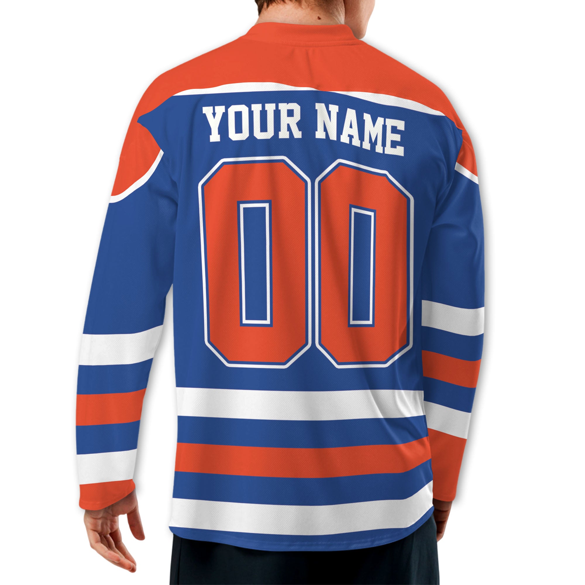 Custom Famous Team EO Blue and Orange Hockey TKA28