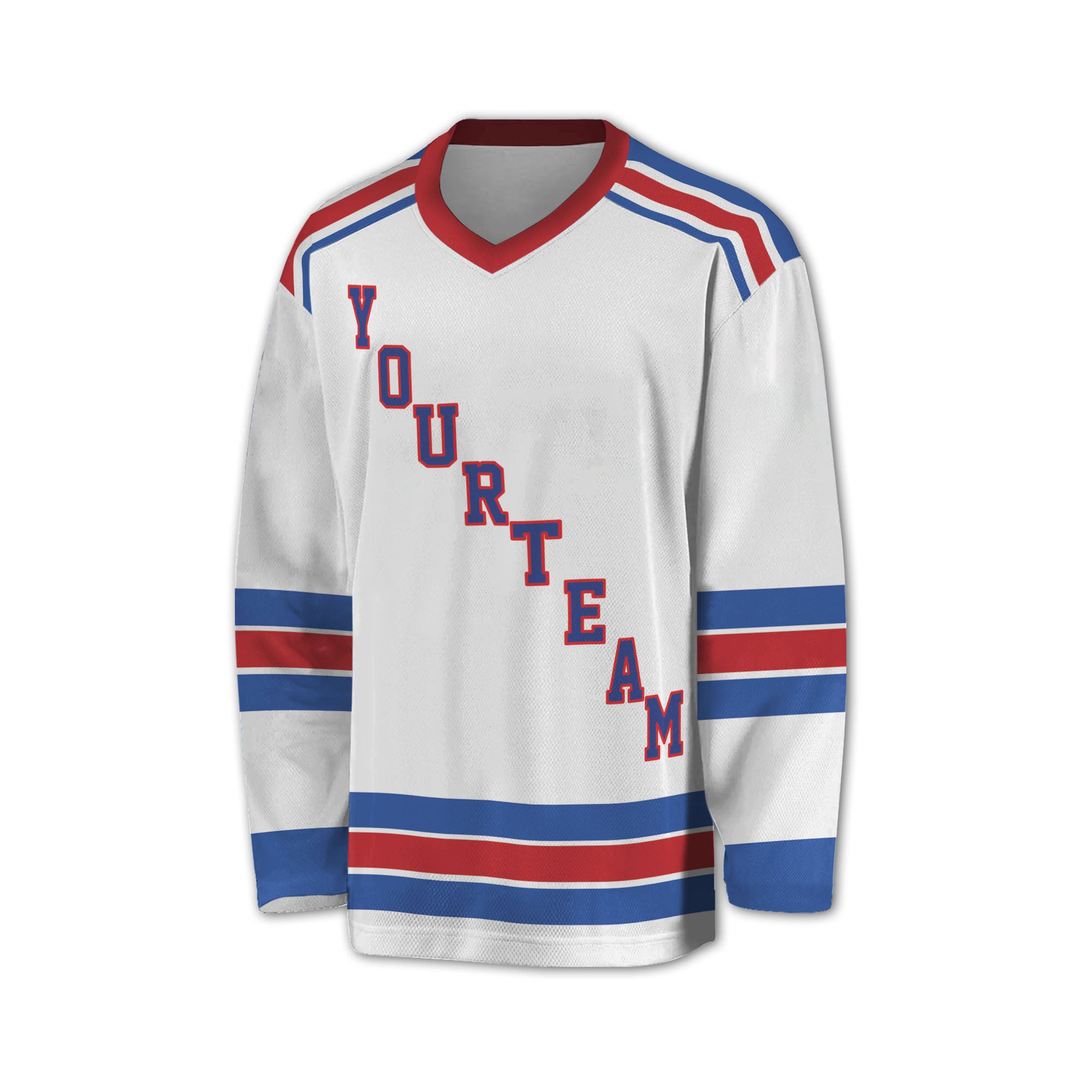 Custom Famous Team NY Ranger Blue and White Hockey TKA30