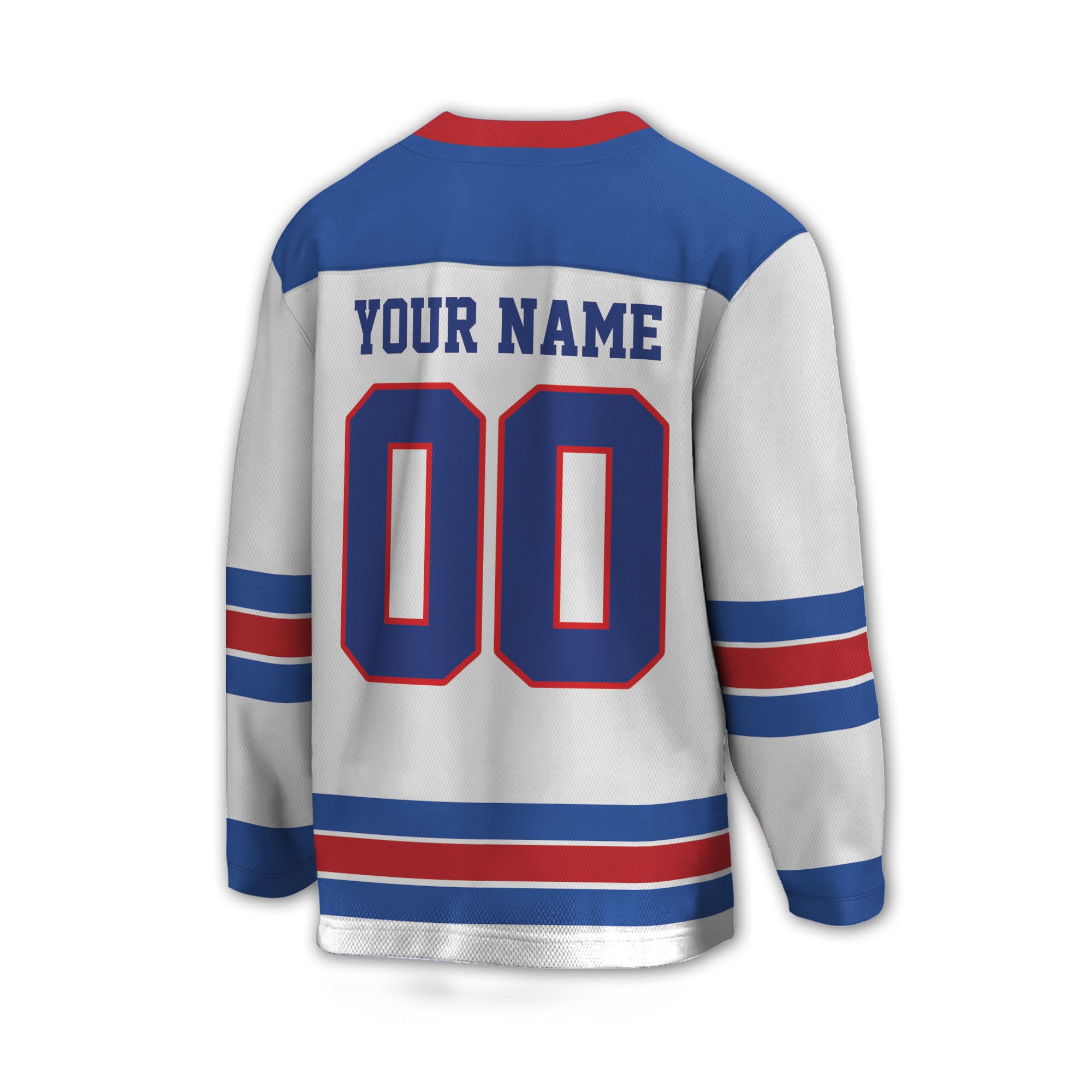 Custom Famous Team NY Ranger Blue and White Hockey TKA30