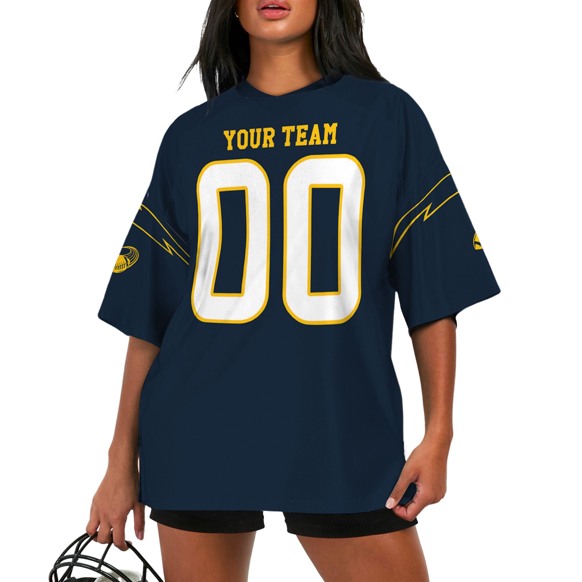 Custom-Famous-Team-Super-Charger-Sport-Classic-Dark-Blue-Football-Jersey--I3