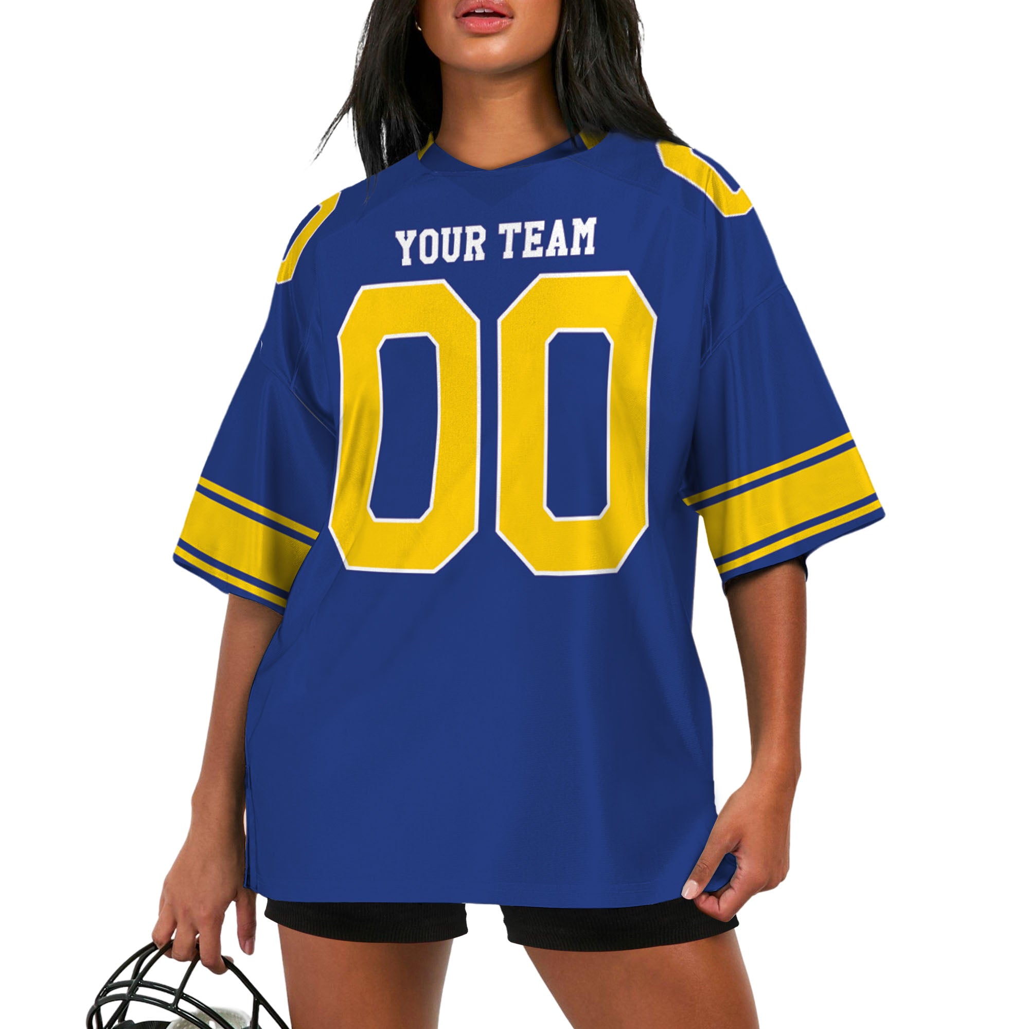 Custom-Famous-Team-Super-Star-Ram-Sport-All-Blue-Football-Jersey--I3