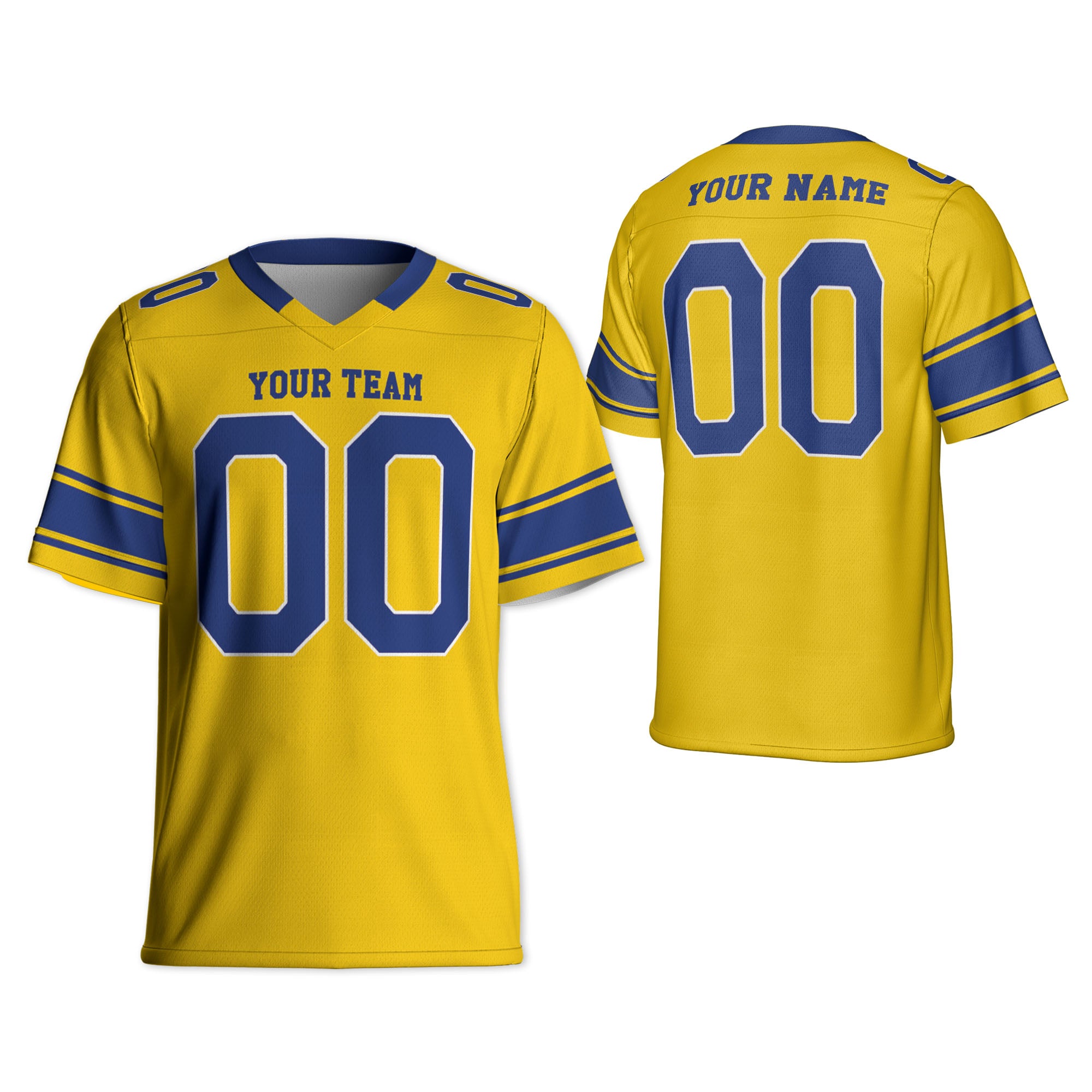 Custom-Famous-Team-Super-Star-Ram-Sport-Yellow-Football-Jersey--I3