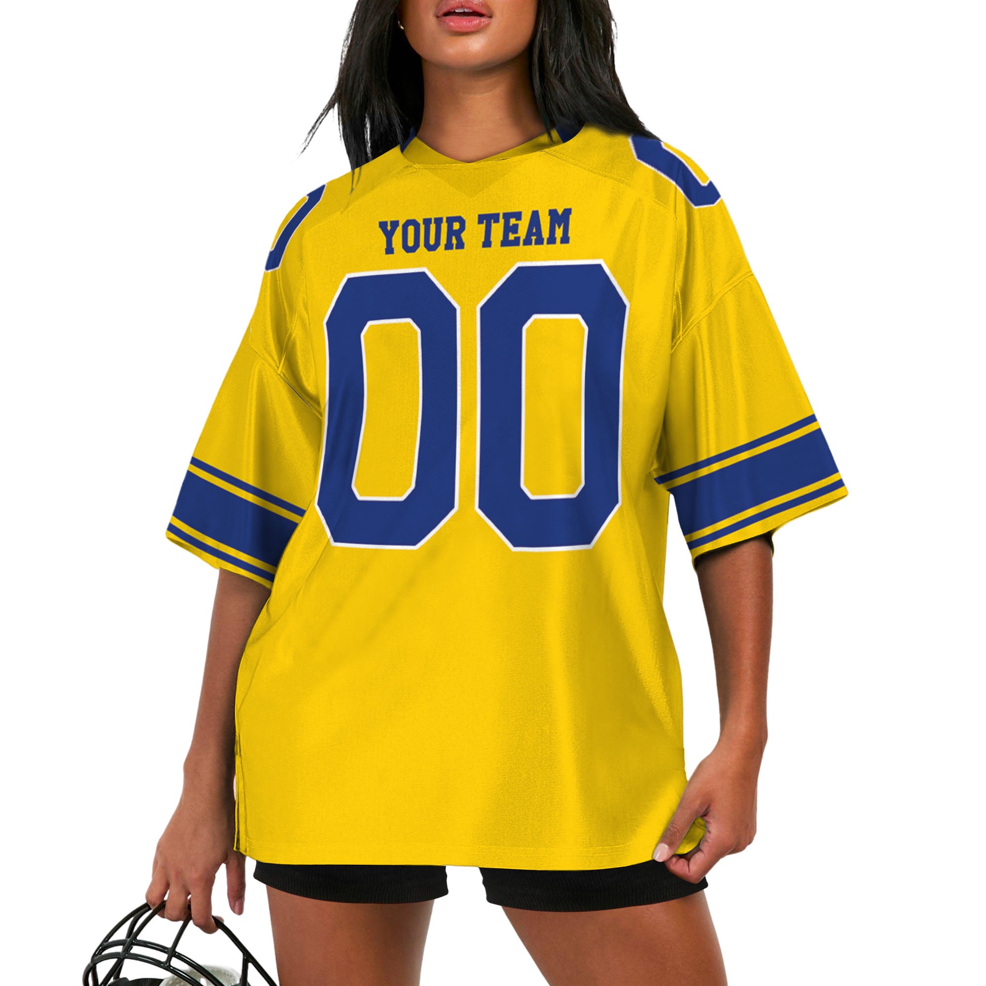 Custom-Famous-Team-Super-Star-Ram-Sport-Yellow-Football-Jersey--I3