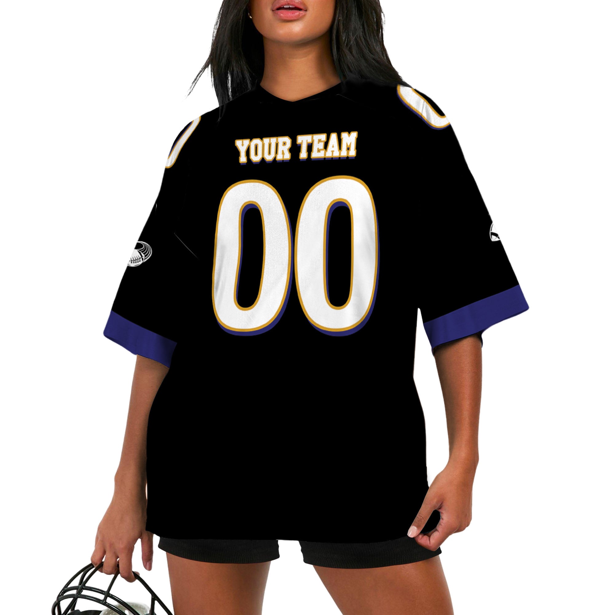 Custom-Famous-Team-Super-Star-Ravens-Sport-Black-Football-Jersey--I3