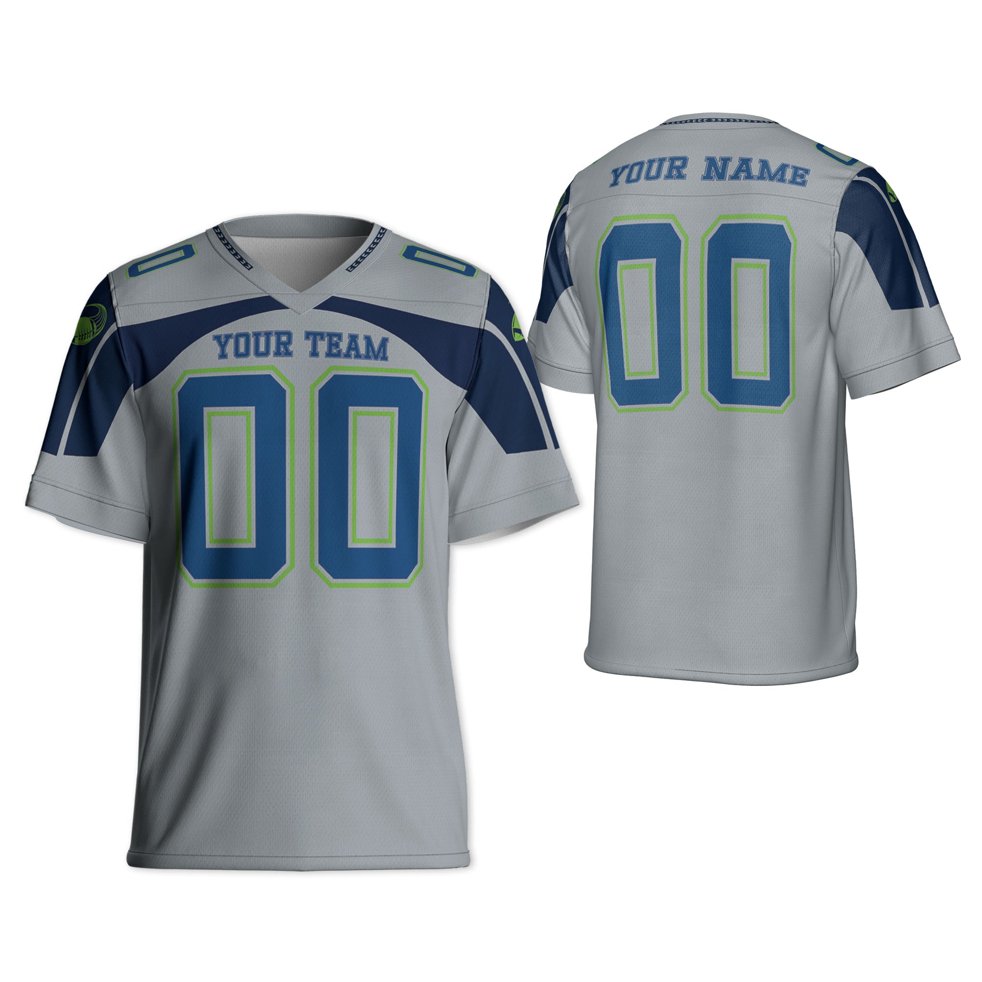 Custom-Famous-Team-Super-Star-Seahawk-Sport-Grey-Football-Jersey-I3