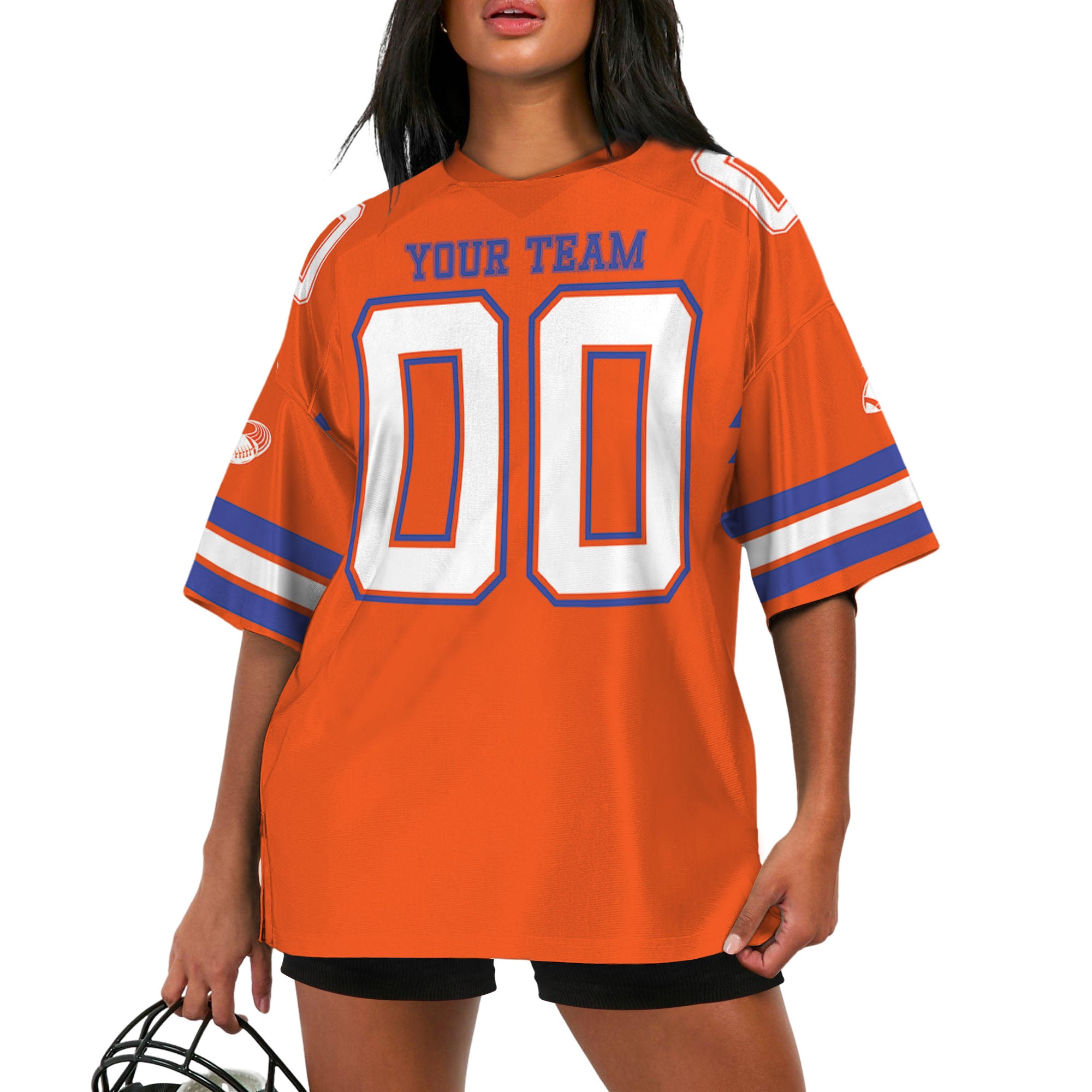 Custom-Famous-Team-Super-Star-Stallion-Sport-All-Orange-Football-Jersey-I3