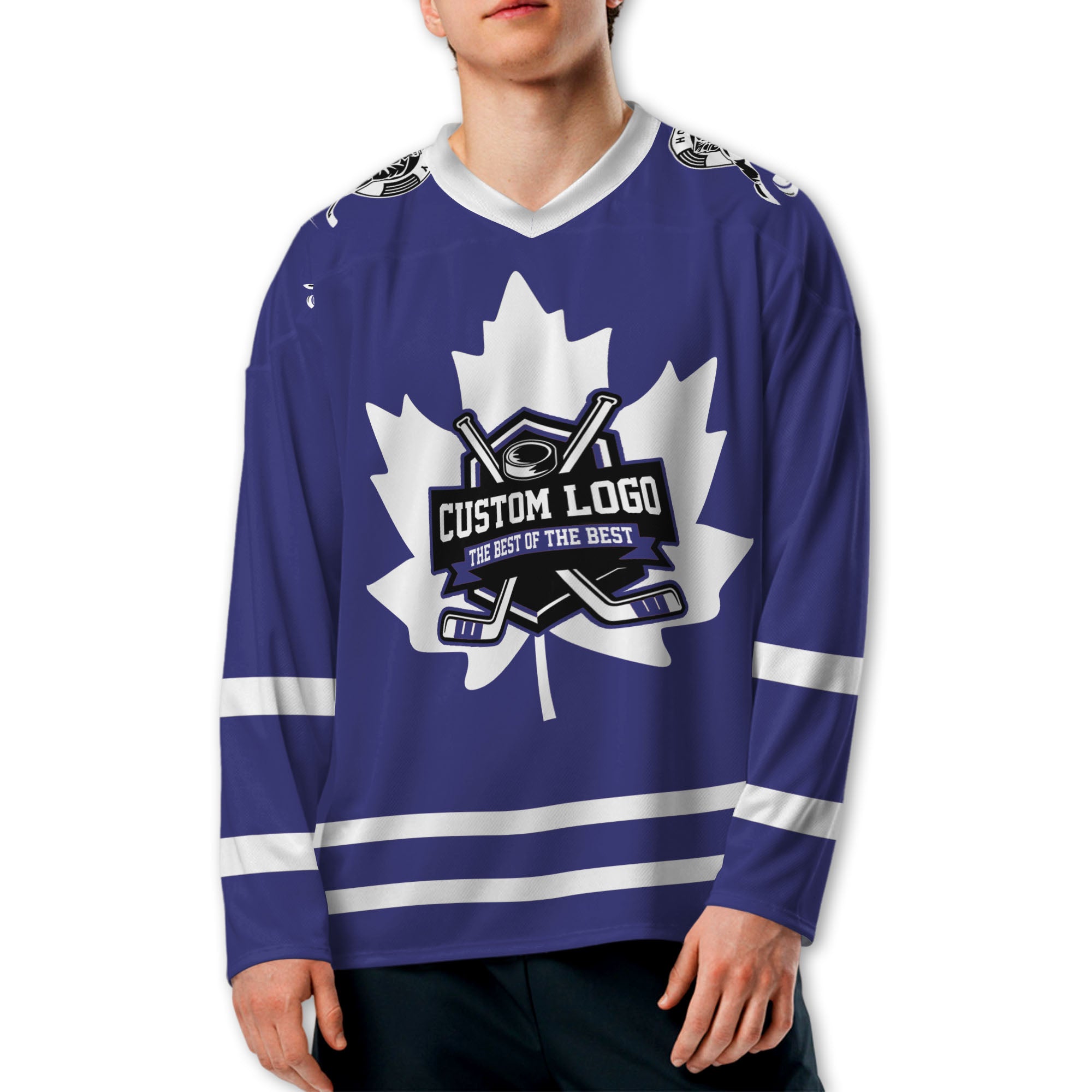 Custom Famous Team TML Blue and White Hockey TKA23