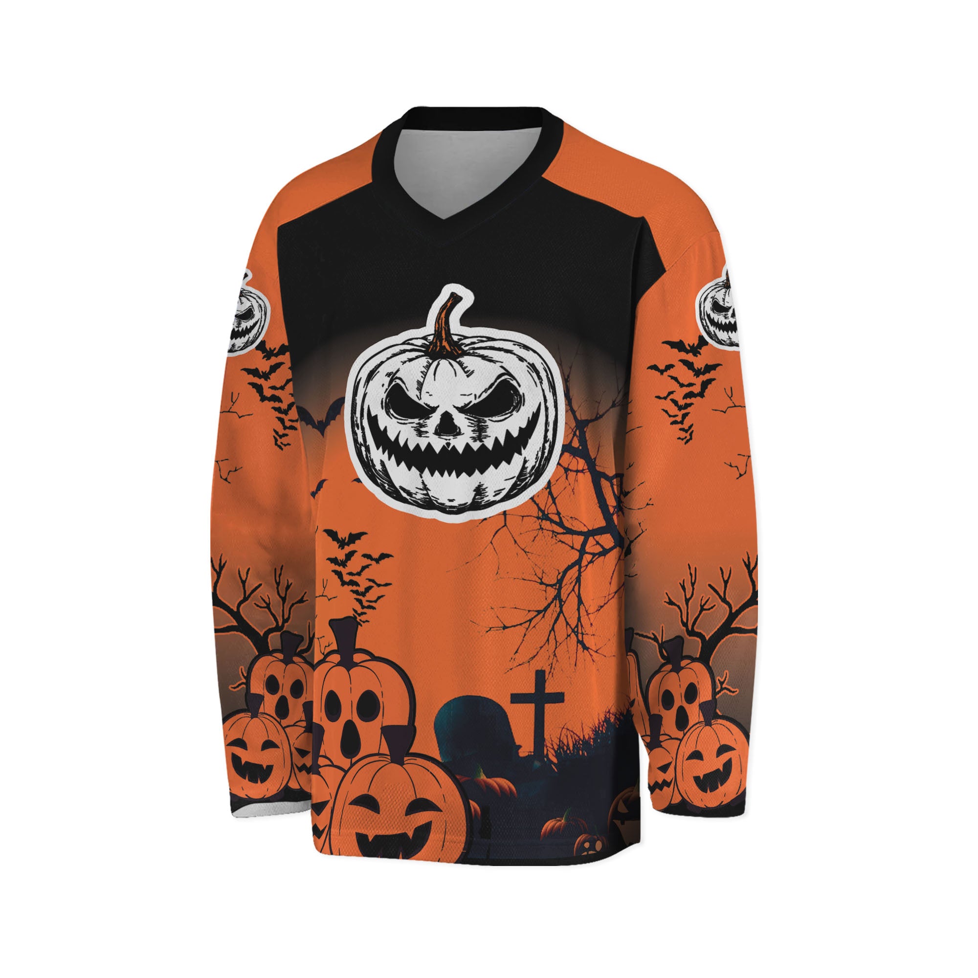 Custom Halloween Hockey Team Pumpkin Lantern Orange Cosplay I3