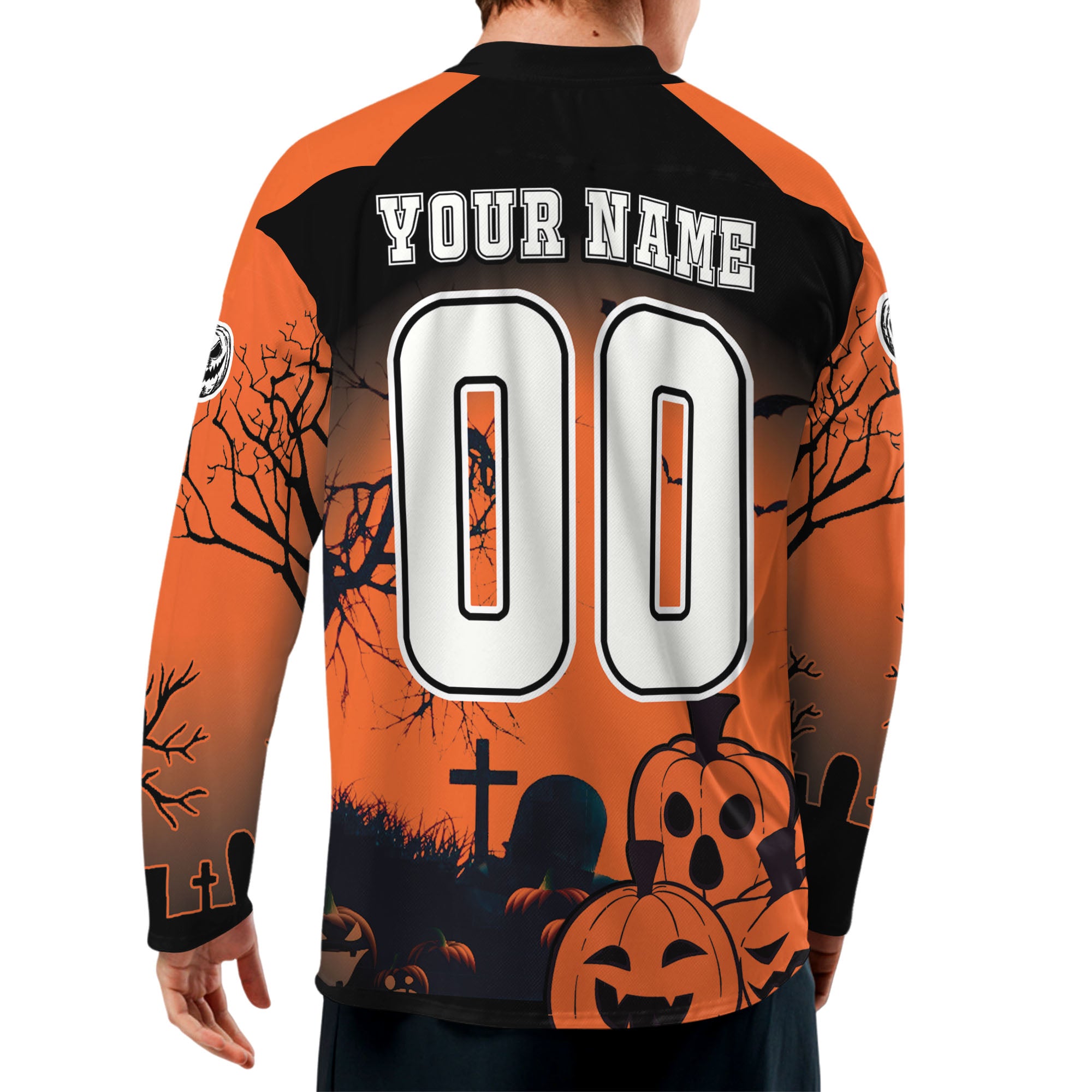 Custom Halloween Hockey Team Pumpkin Lantern Orange Cosplay I3