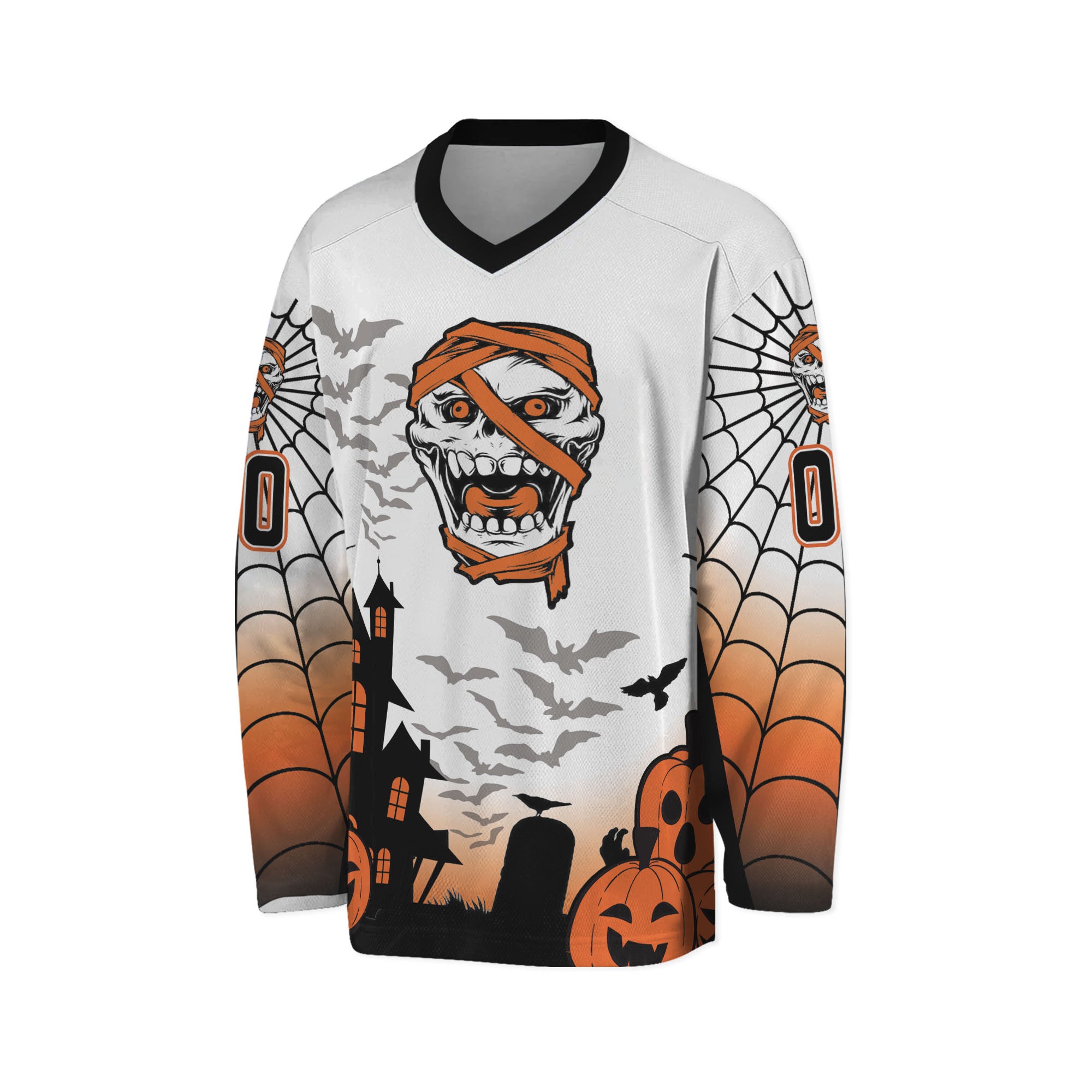 Custom Halloween Hockey Team Pumpkin Mummy White Cosplay I3