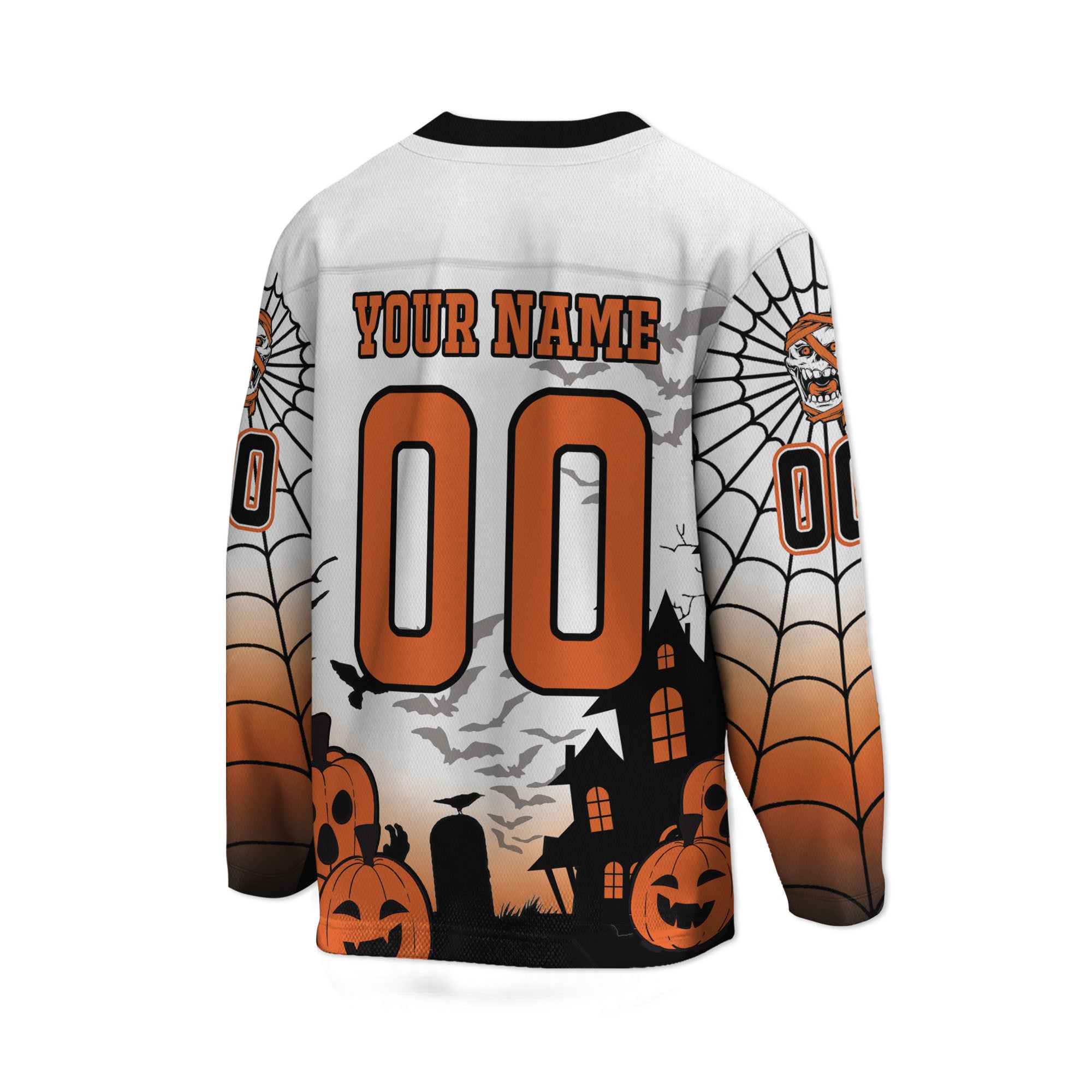 Custom Halloween Hockey Team Pumpkin Mummy White Cosplay I3