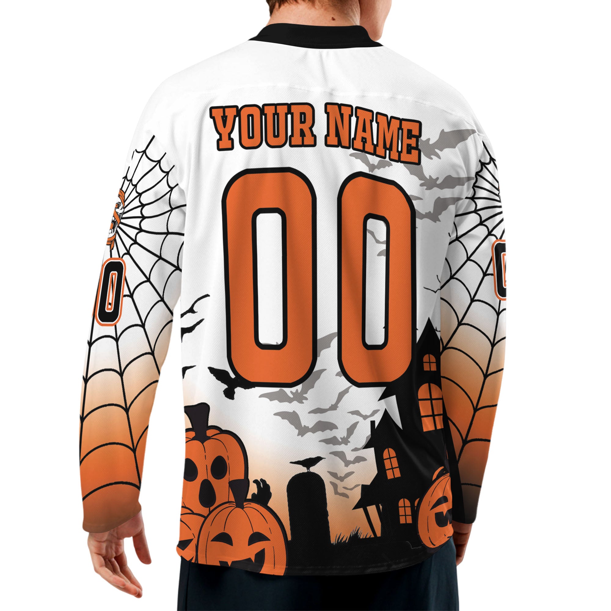 Custom Halloween Hockey Team Pumpkin Mummy White Cosplay I3