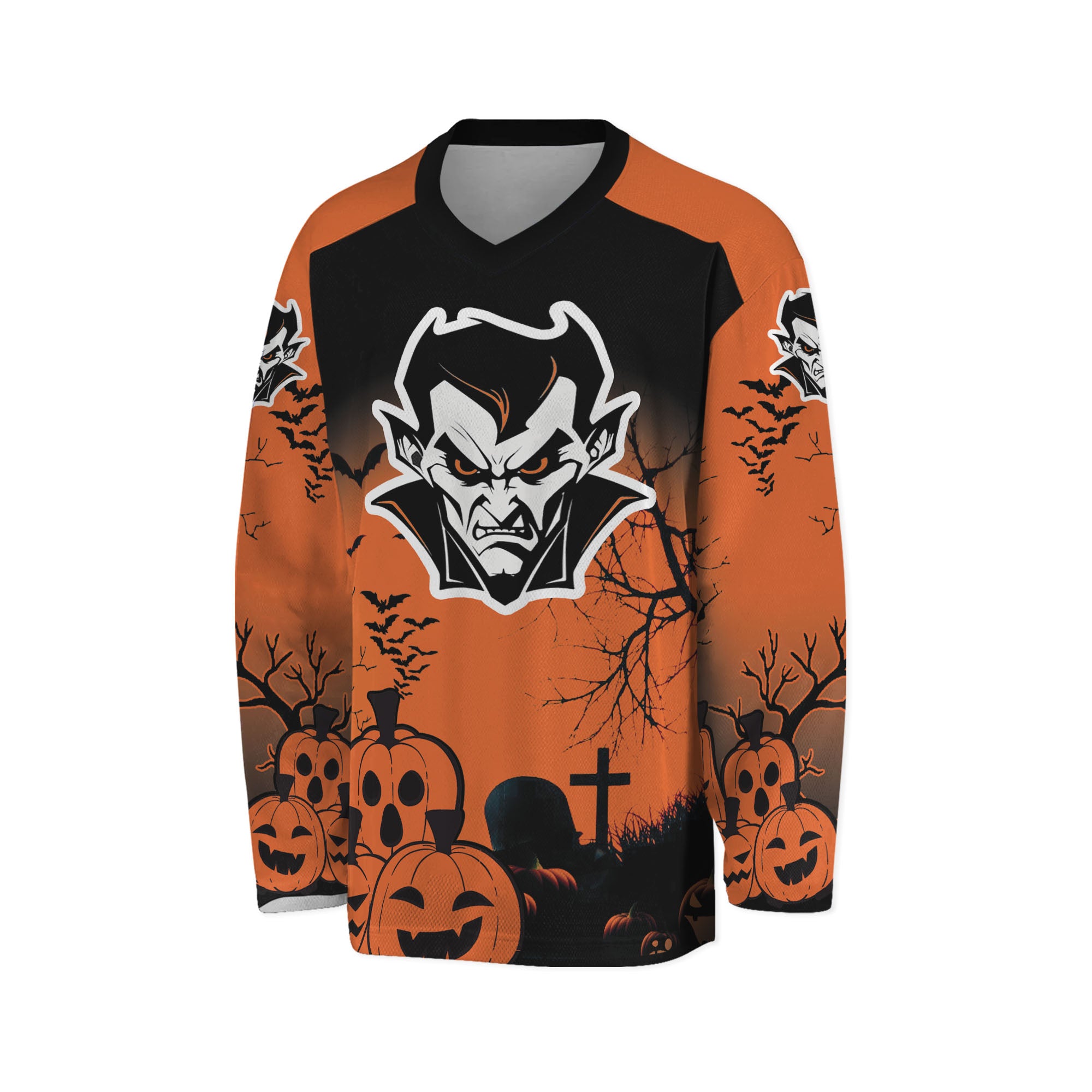 Custom Halloween Hockey Team Pumpkin Vampire Orange Cosplay I3