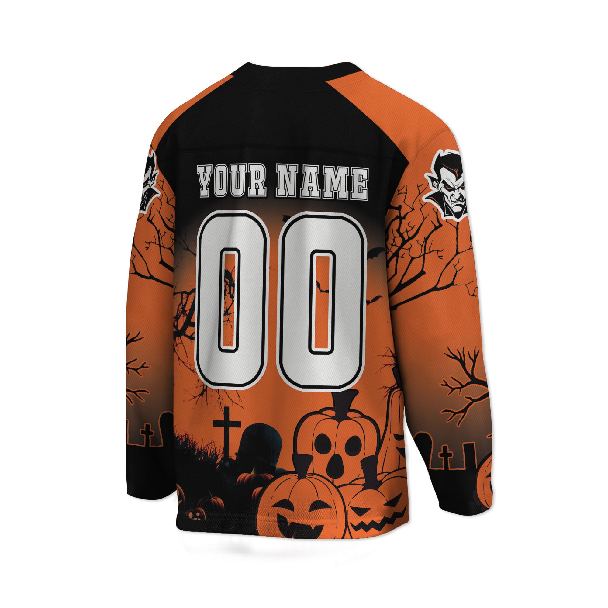 Custom Halloween Hockey Team Pumpkin Vampire Orange Cosplay I3