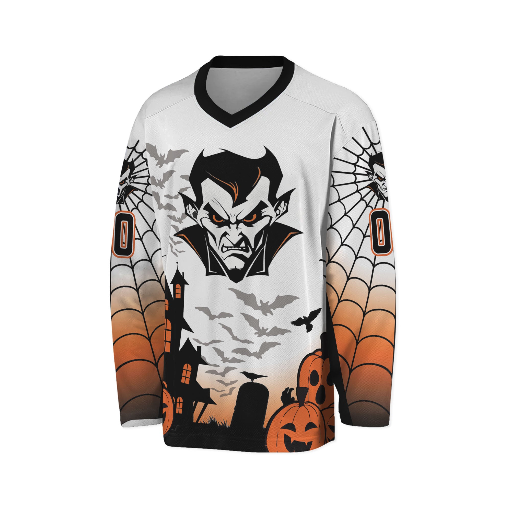 Custom Halloween Hockey Team Pumpkin Vampire White Cosplay I3