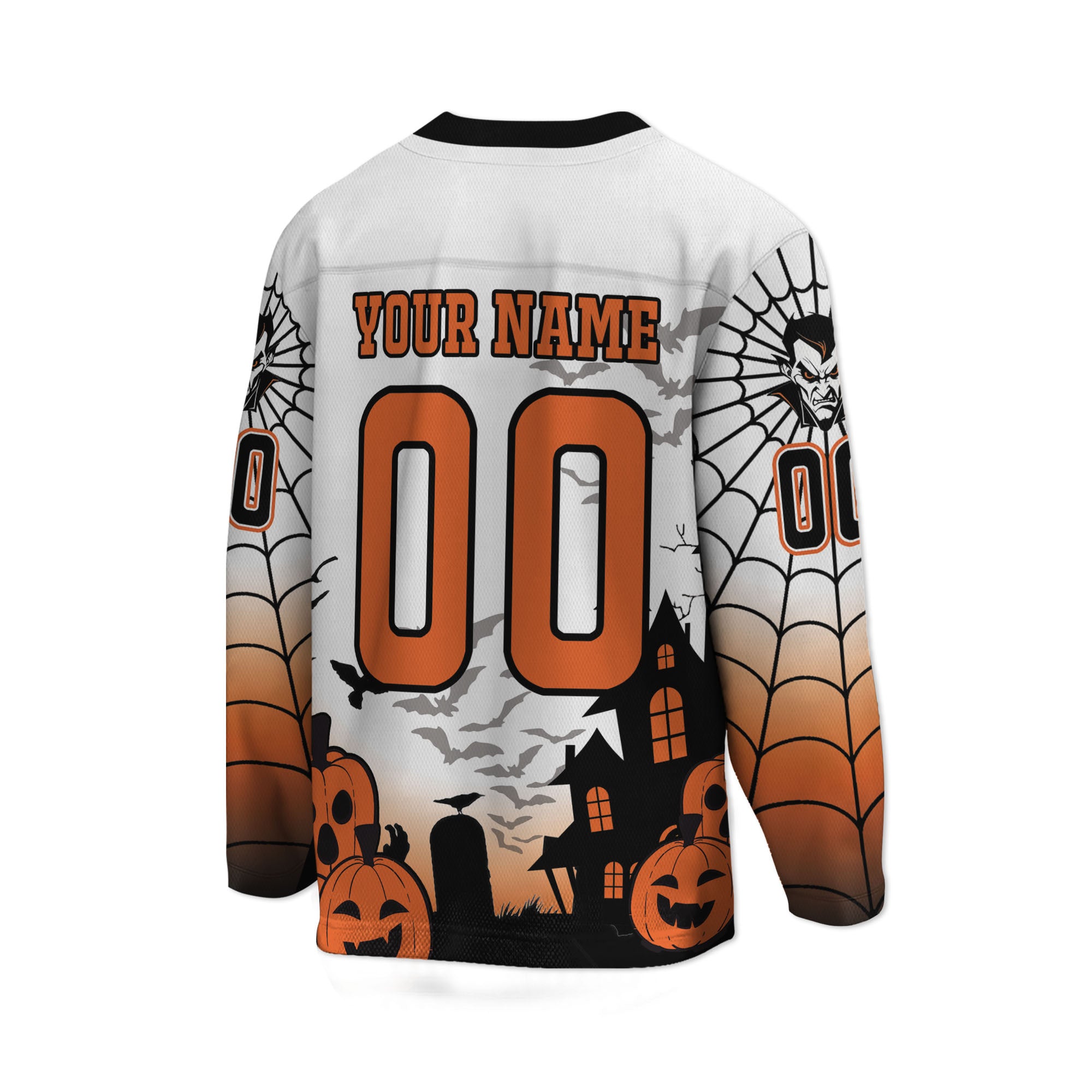 Custom Halloween Hockey Team Pumpkin Vampire White Cosplay I3